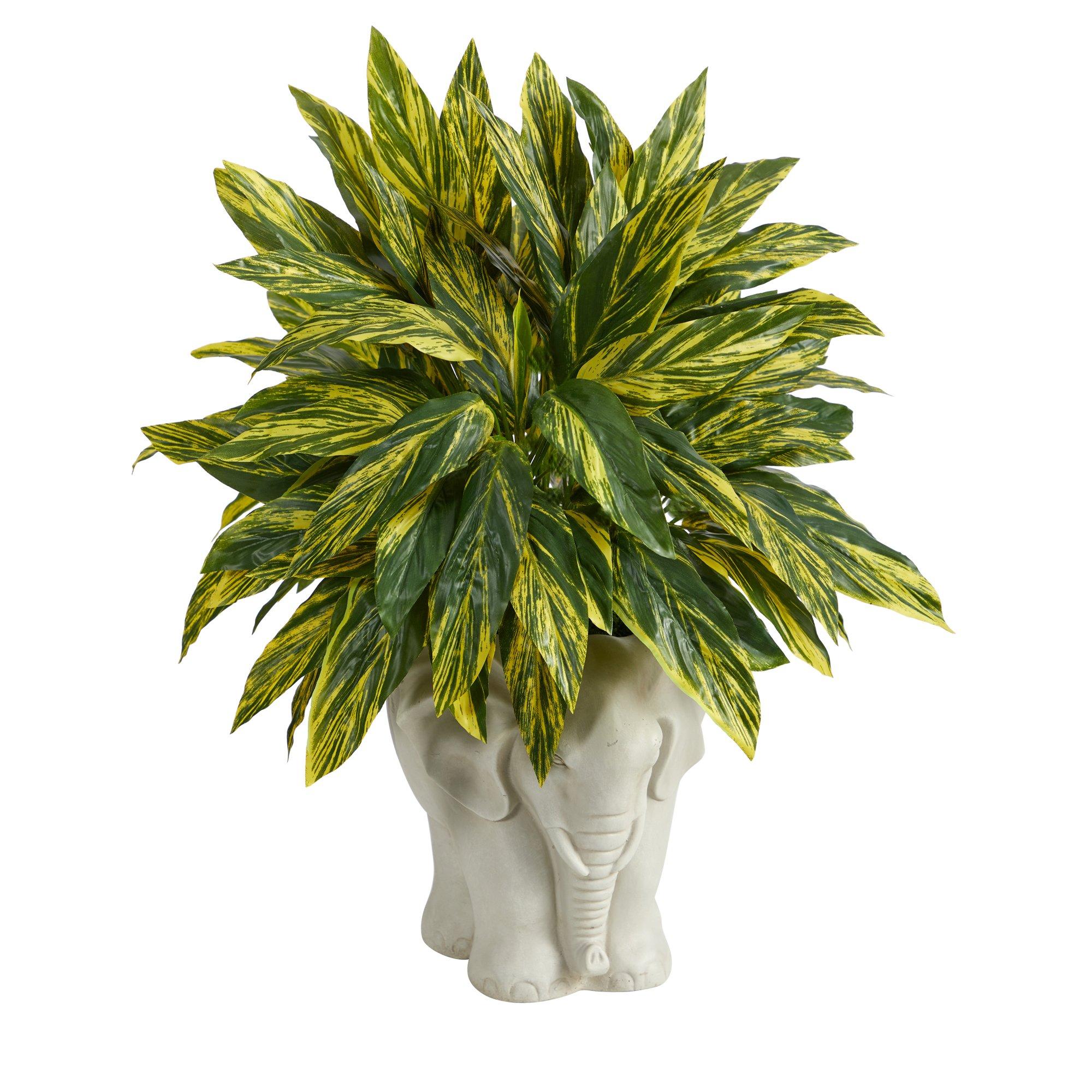 25” Tradescantia Artificial Plant in White Elephant Shaped Planter (Real Touch) - Image 3