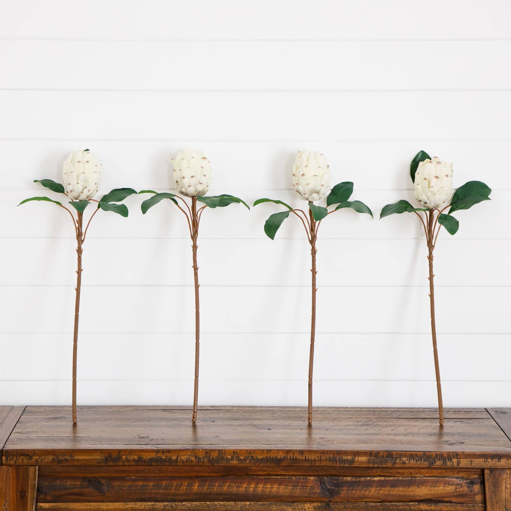 26" Artificial King Protea Flower Stems - Set of 4 - Image 3