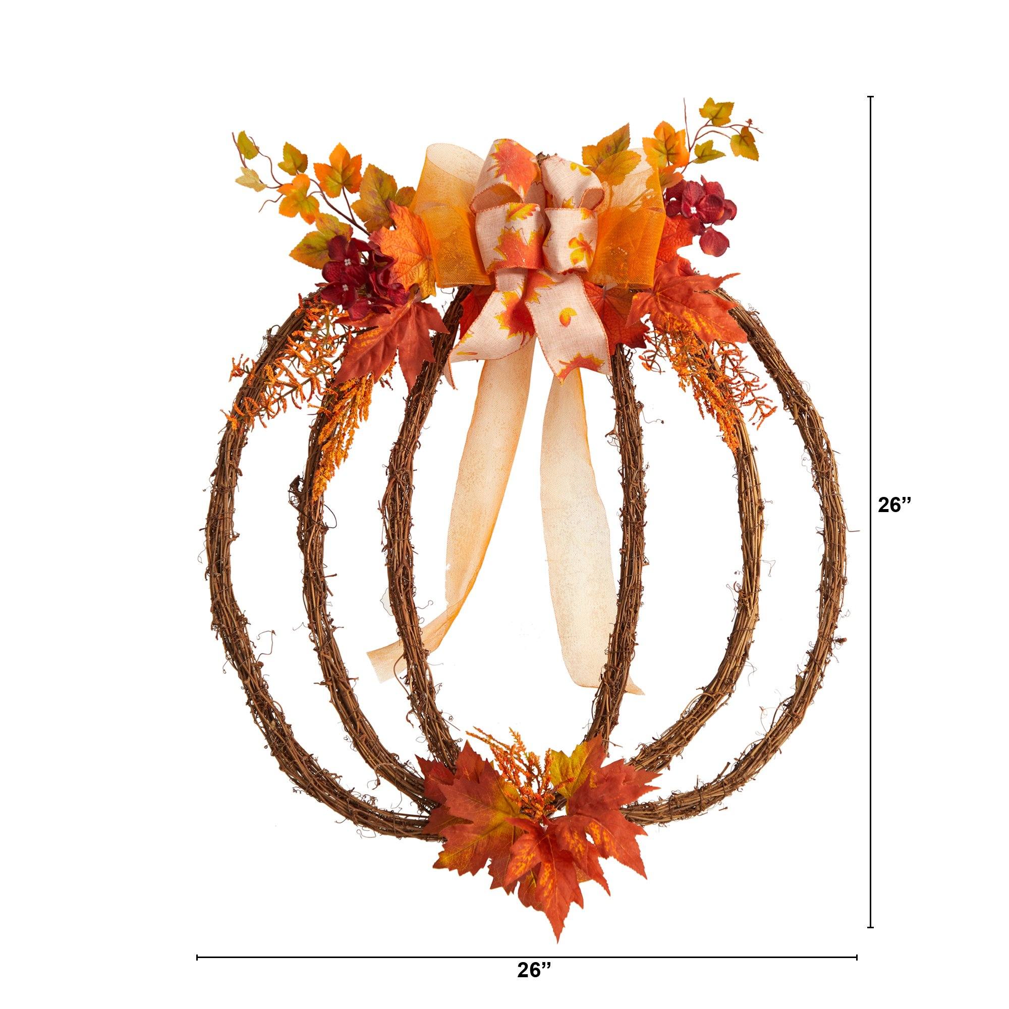 26” Autumn Pumpkin Artificial Vine Fall Wreath - Image 4