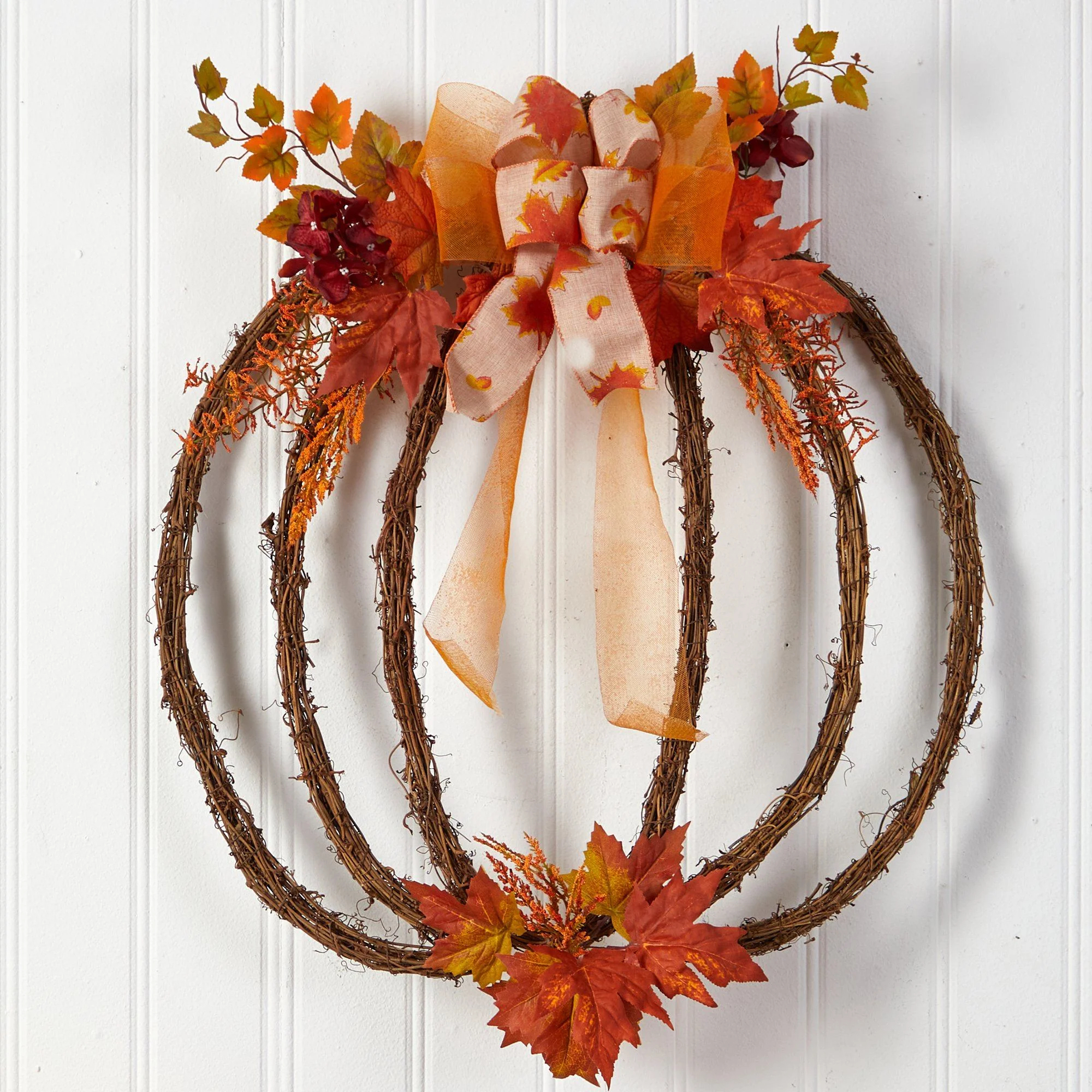 26” Autumn Pumpkin Artificial Vine Fall Wreath - Image 5