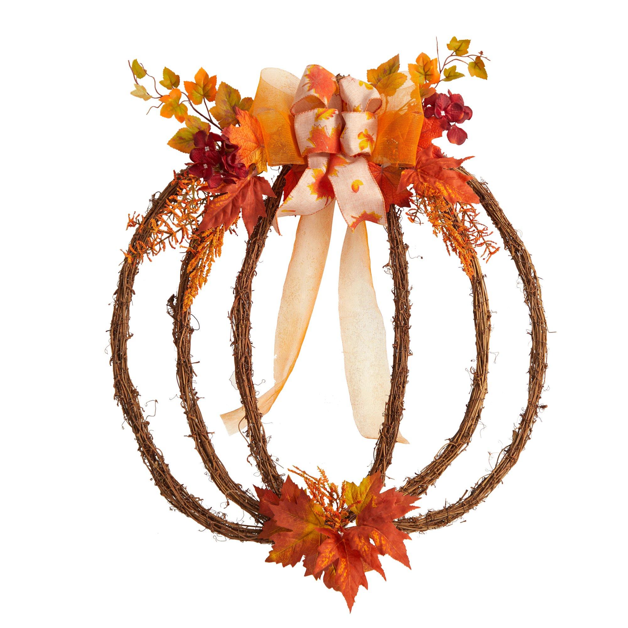 26” Autumn Pumpkin Artificial Vine Fall Wreath - Image 6