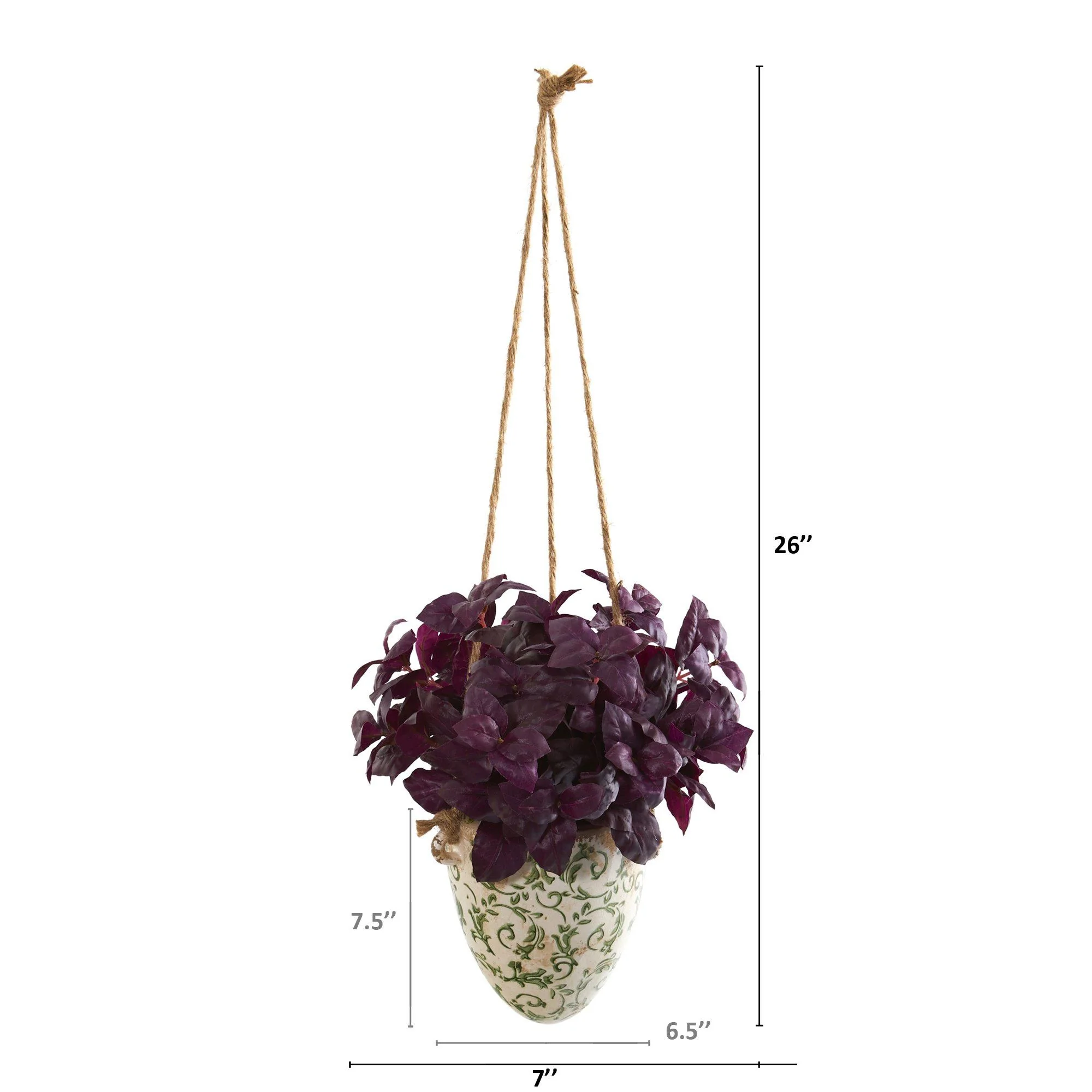 26” Basil Artificial Plant in Hanging Vase - Image 2
