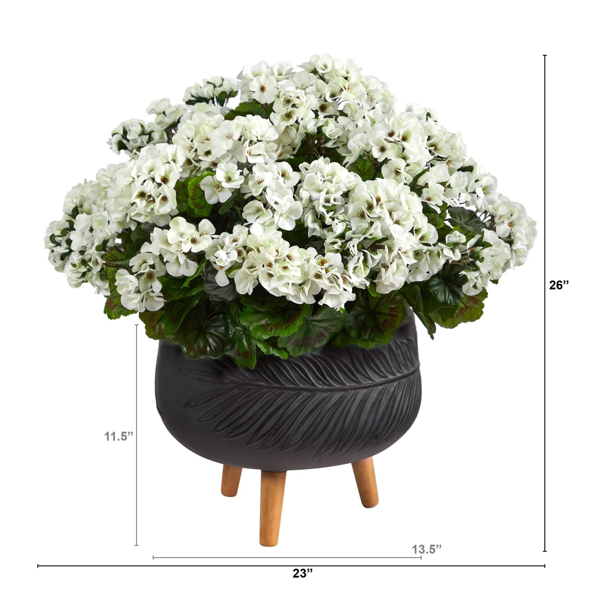 26” Geranium Artificial Plant in Black Planter with Stand UV Resistant (Indoor/Outdoor) - Image 2