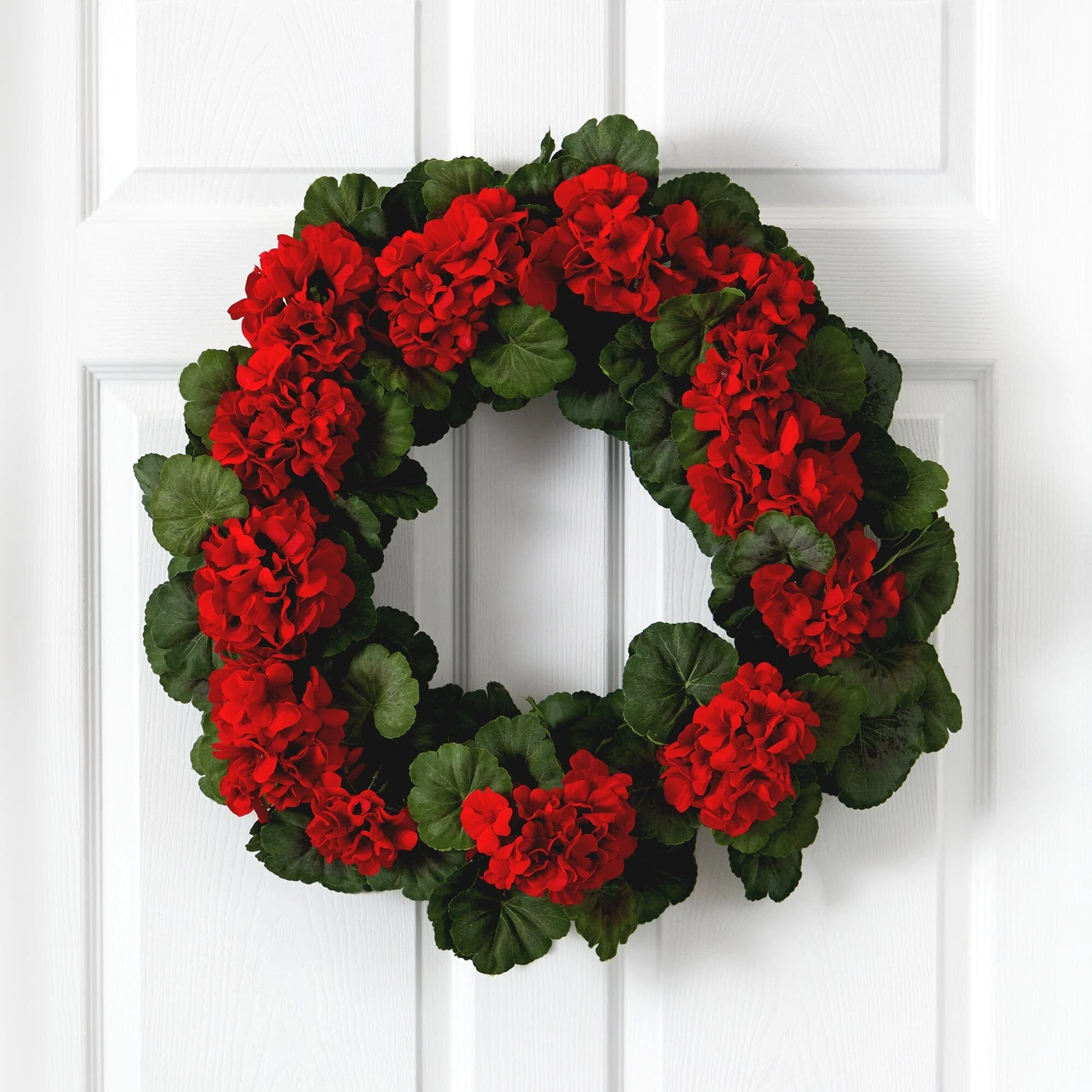 26” Geranium Artificial Wreath - Image 2