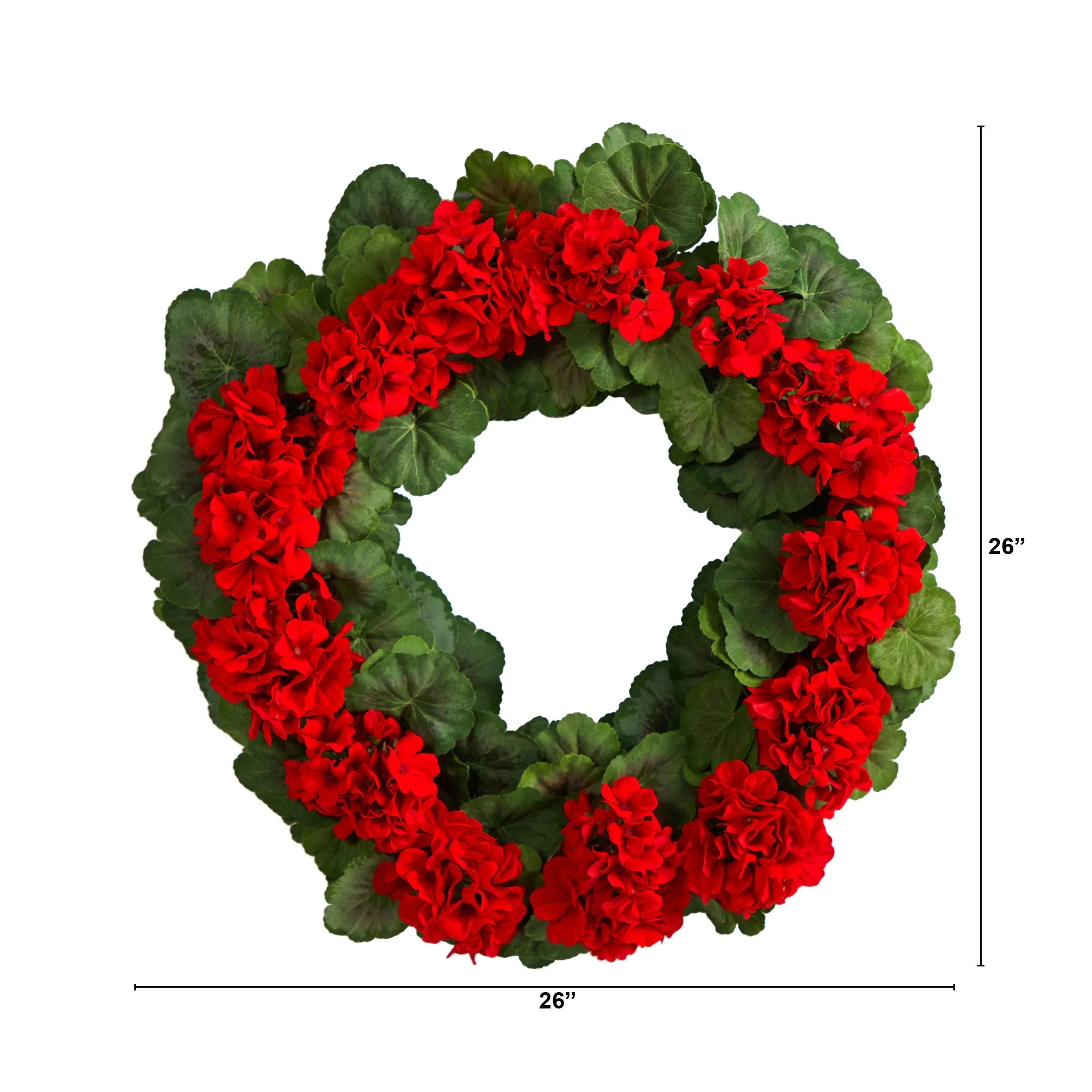 26” Geranium Artificial Wreath - Image 3