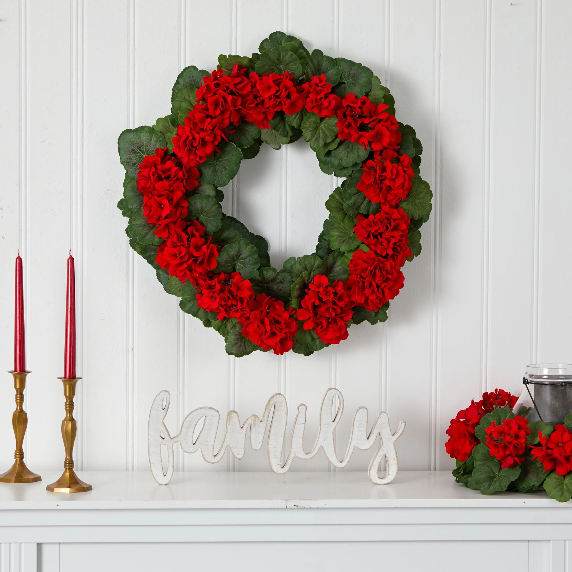 26” Geranium Artificial Wreath - Image 4