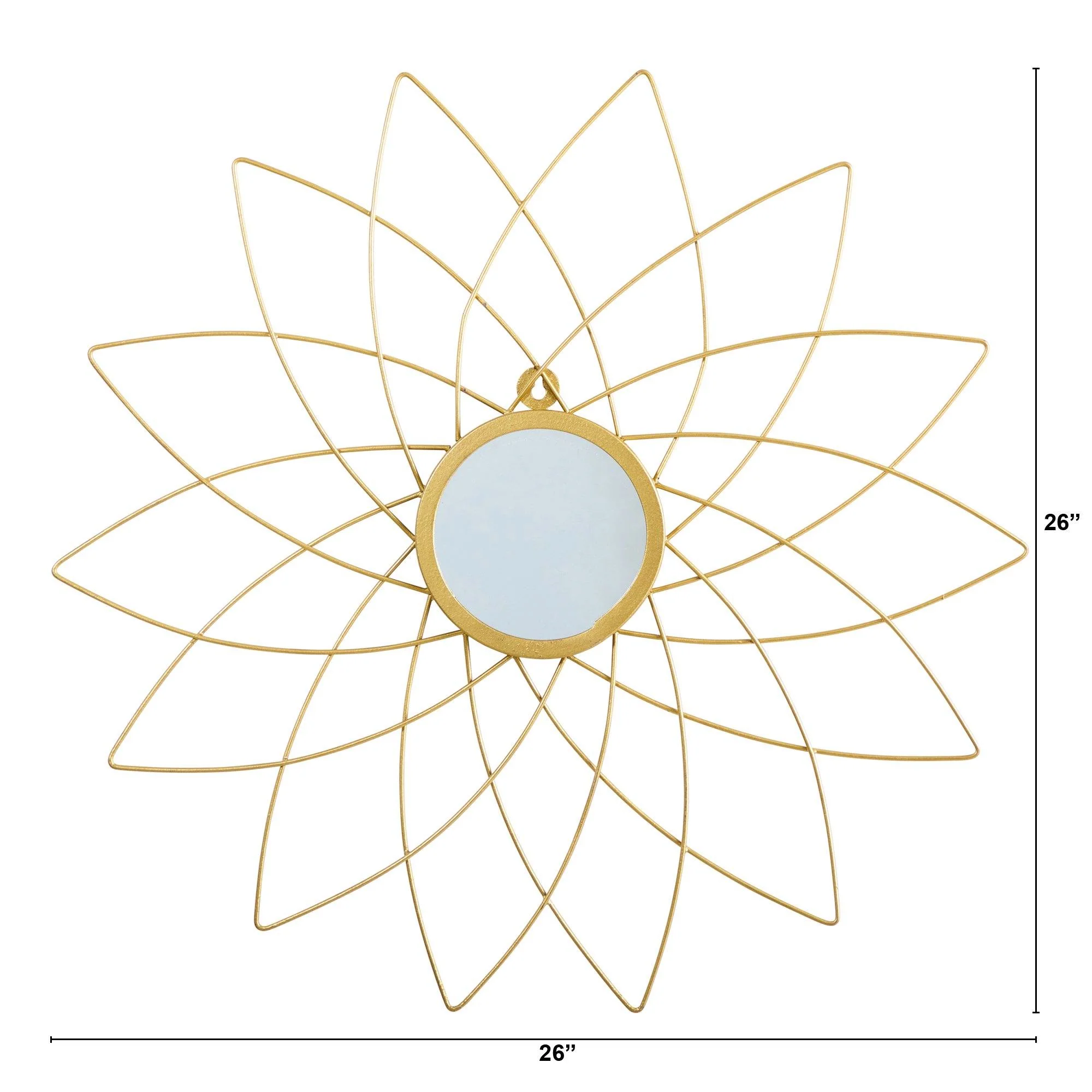 26” Gold Metal Flower Accent Wall Mirror - Image 2