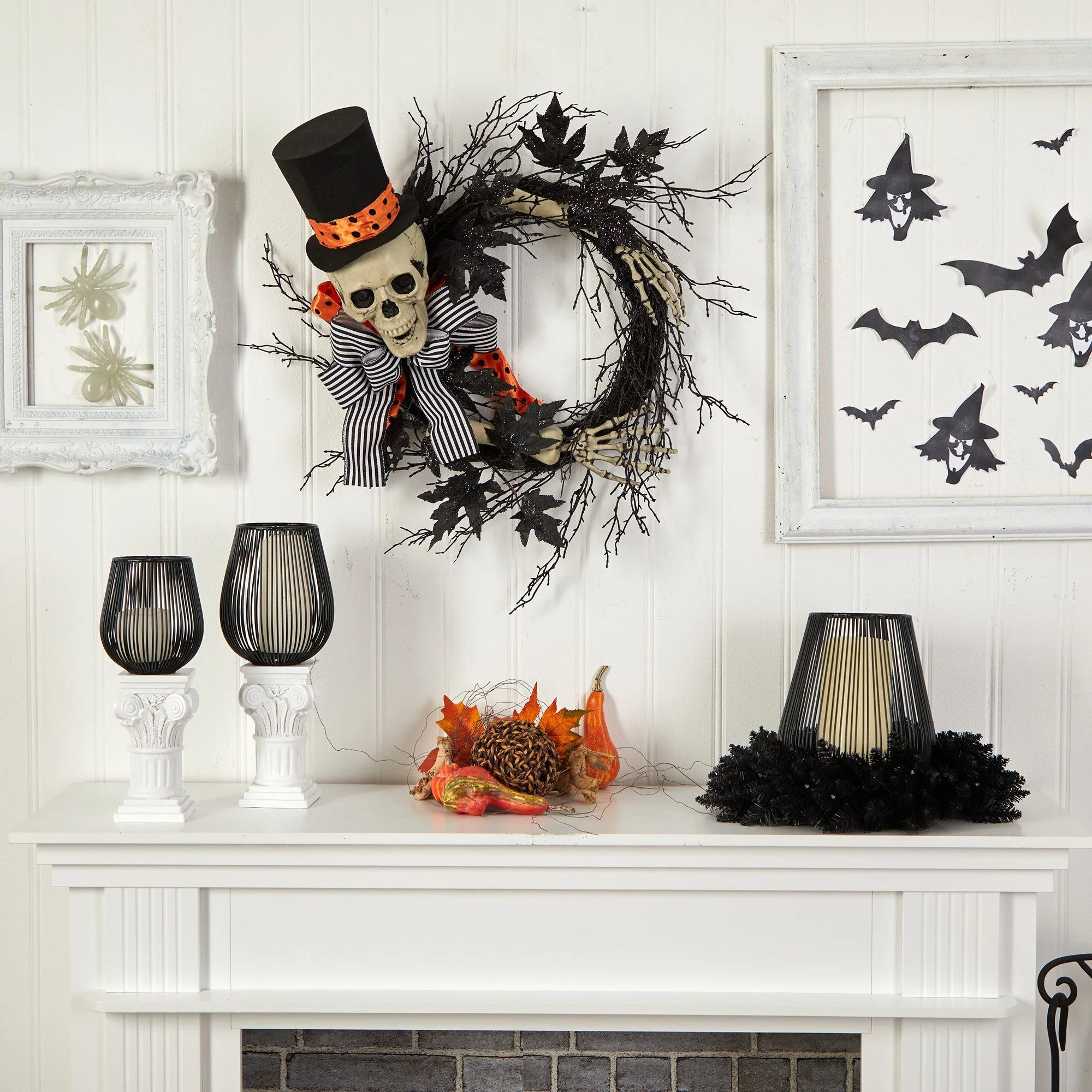 26" Halloween Dapper Skeleton Wreath - Image 3