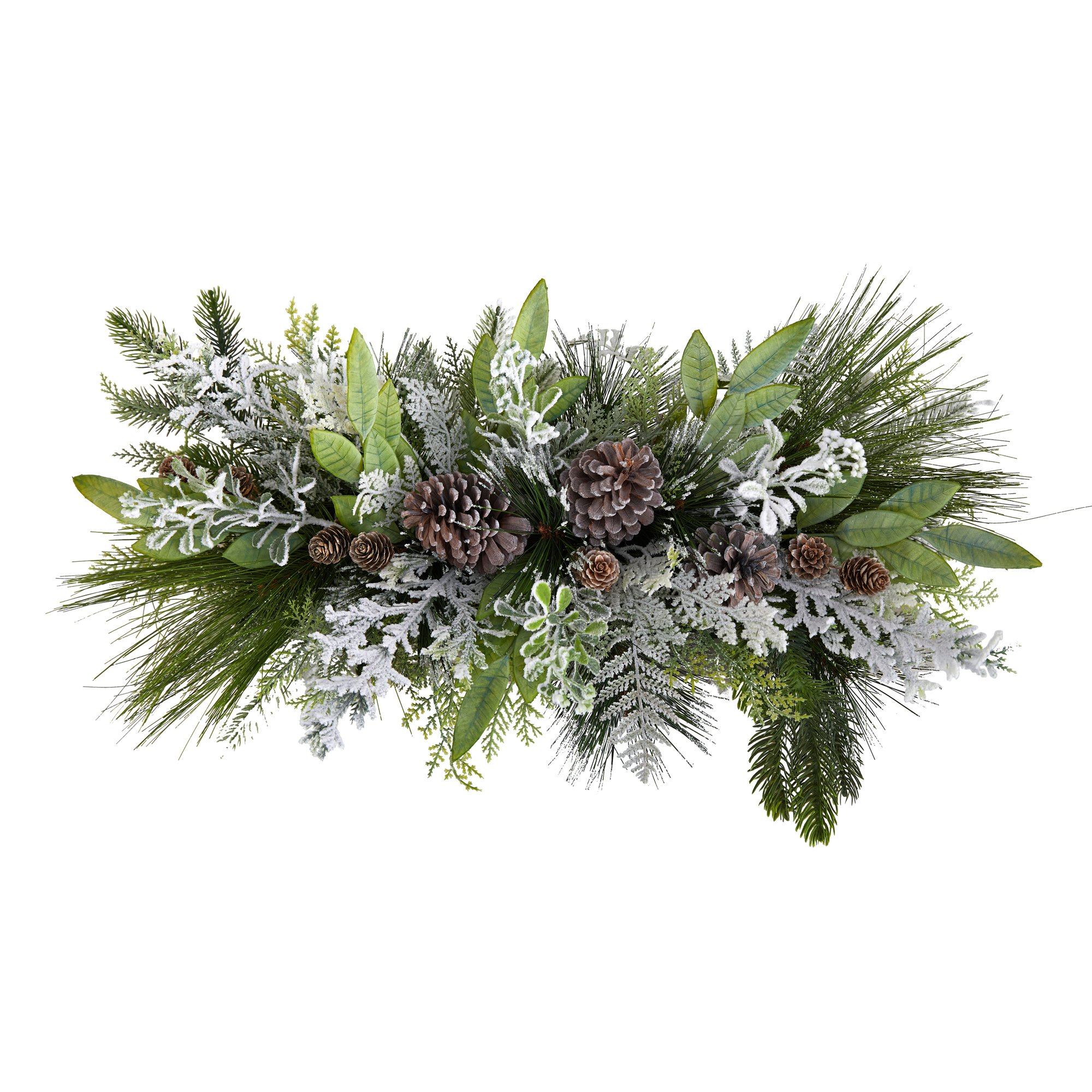 26” Holiday Flocked Winter Christmas Arrangement Cutting Board Wall Décor or Table Arrangement - Image 3