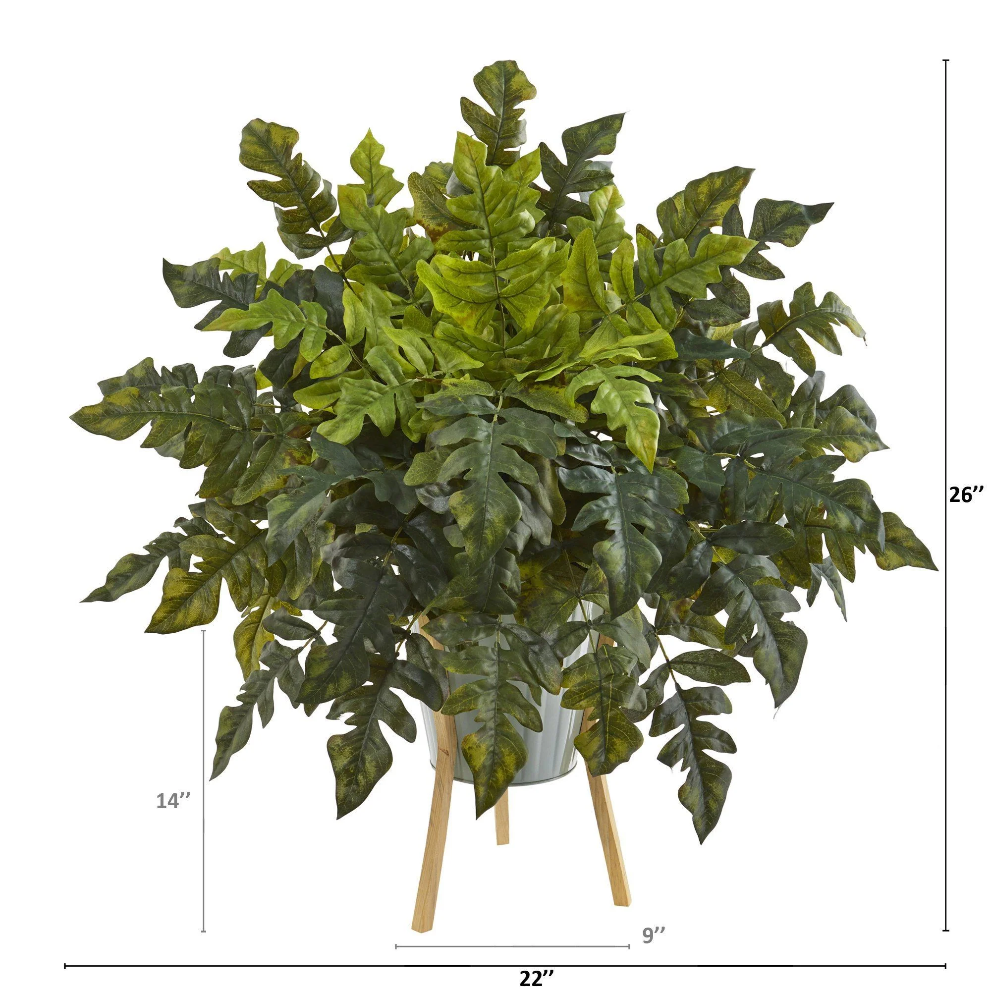 26” Holly Fern Artificial Plant in Green Planter with Stand - Image 2