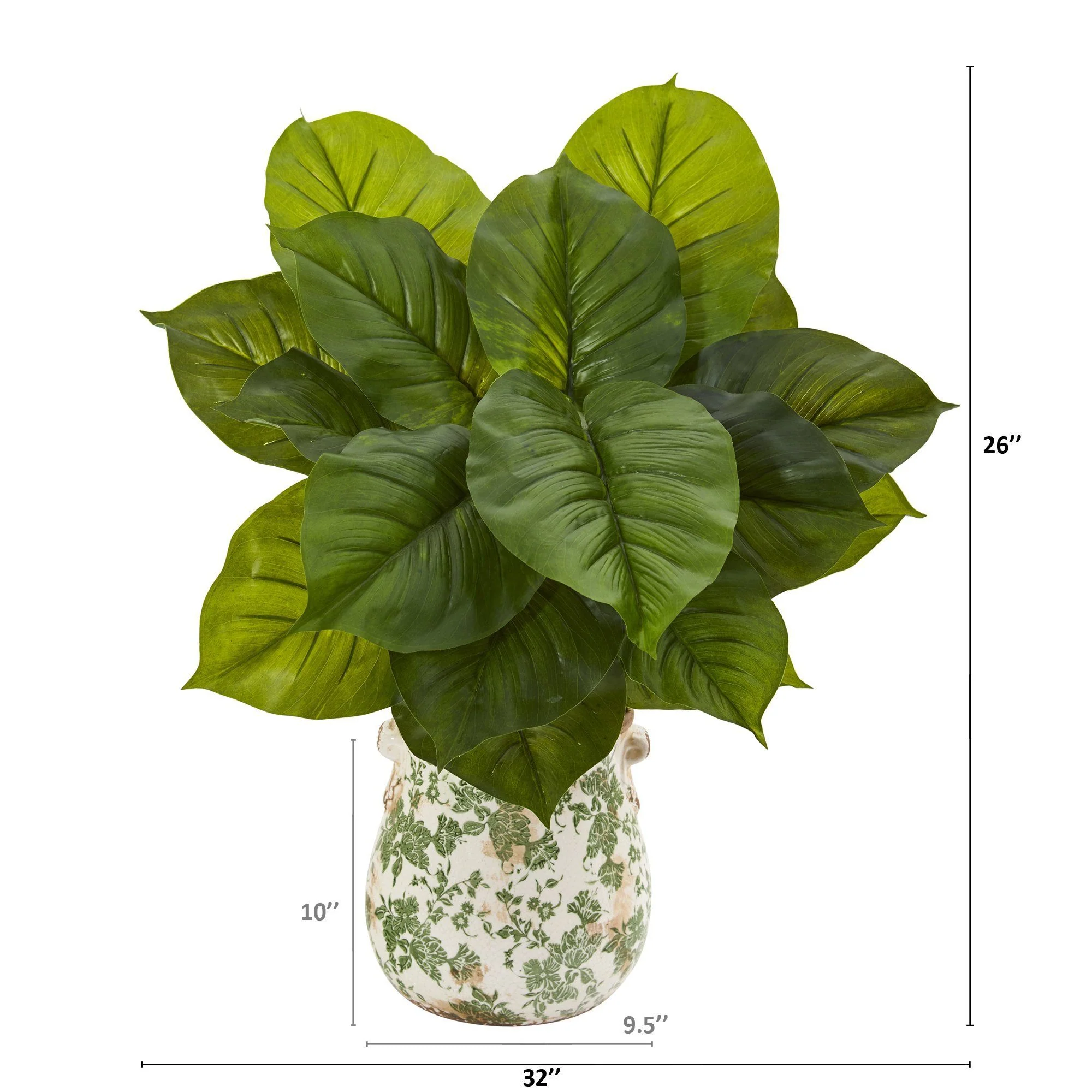 26” Large Philodendron Artificial Plant in Floral Planter (Real Touch) - Image 2