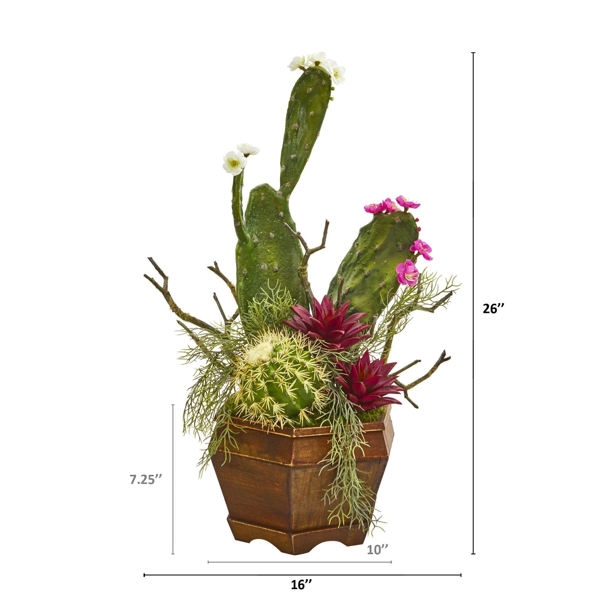 26” Mixed Cactus Artificial Plant in Decorative Planter - Image 2