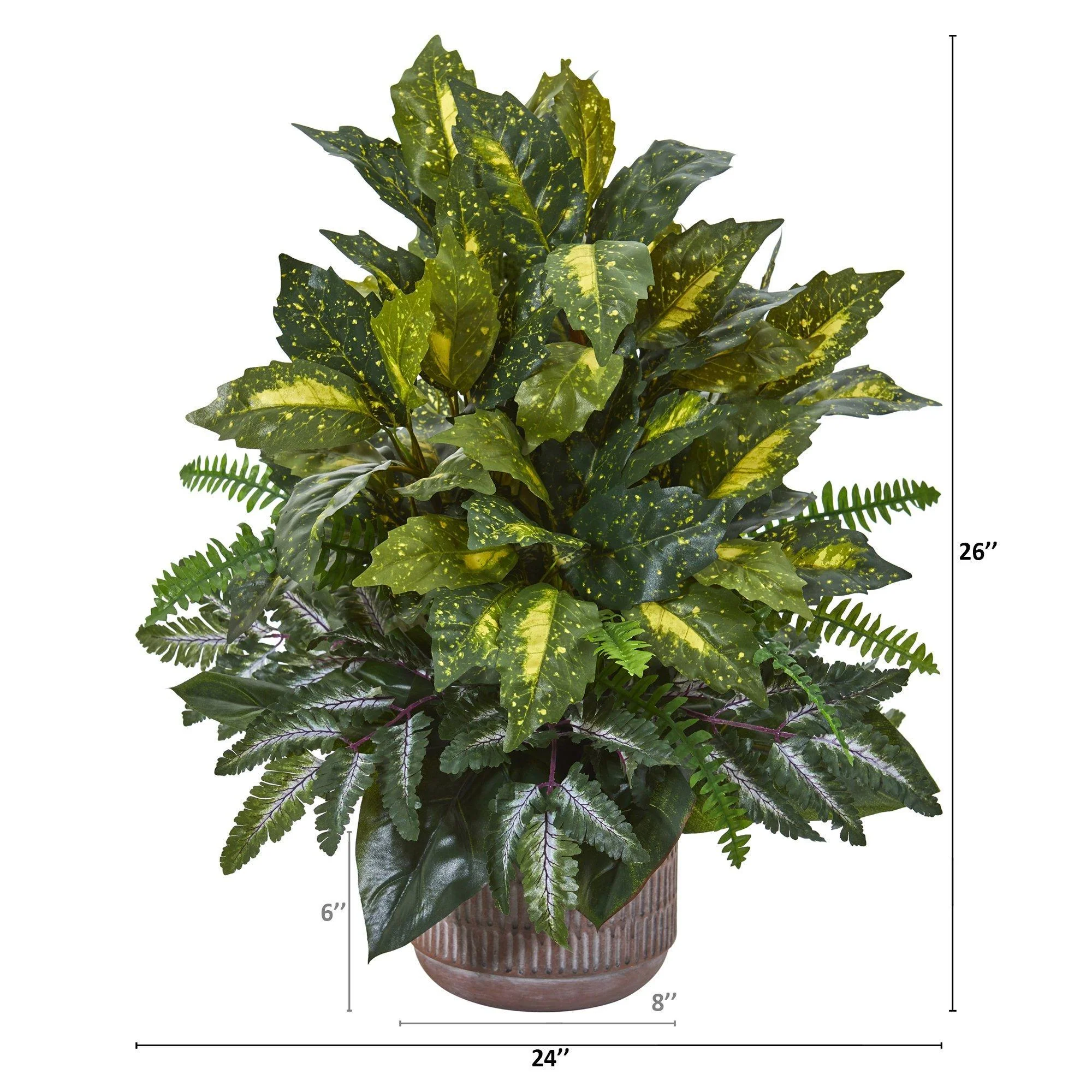 26” Mixed Greens Artificial Plant in Stoneware Planter - Image 2