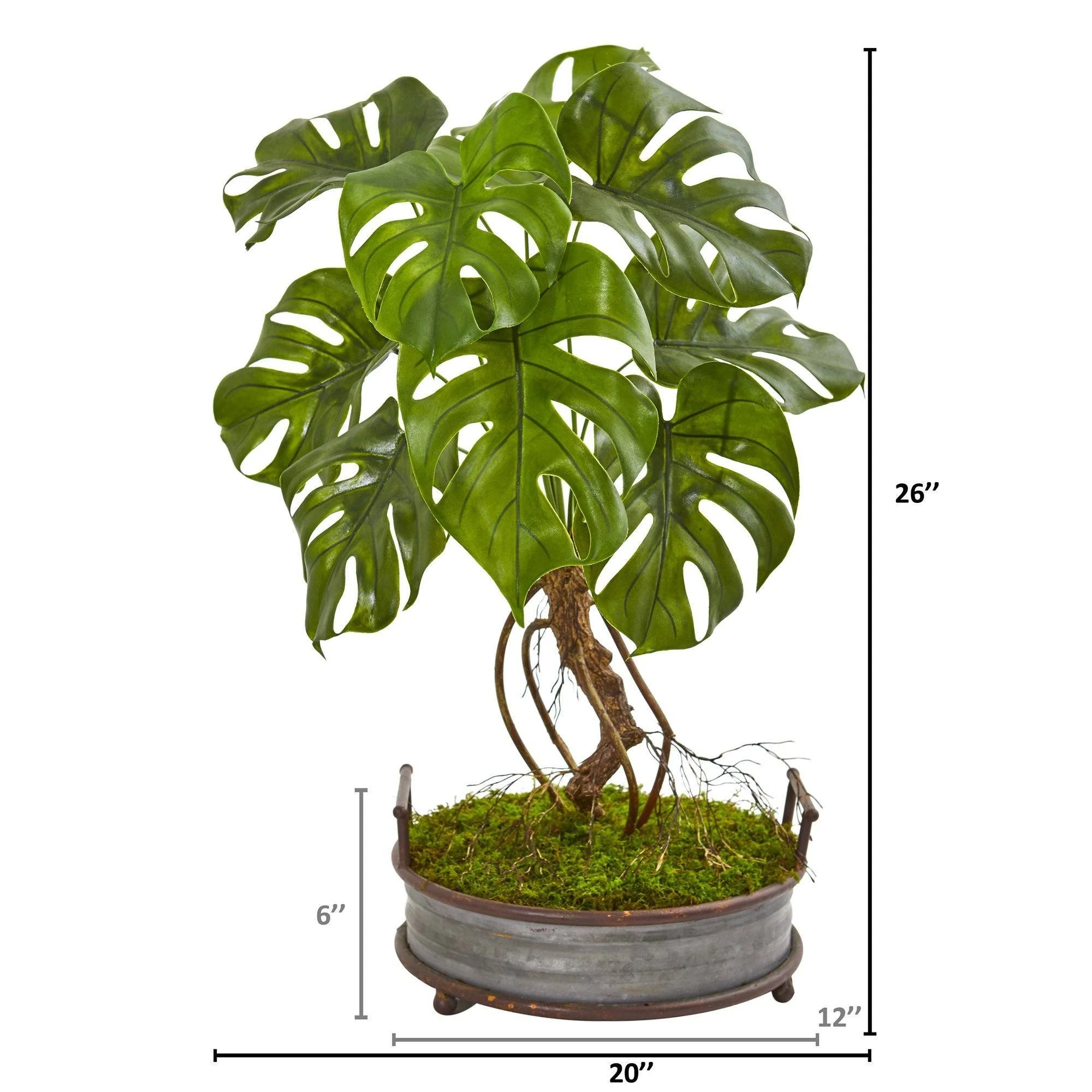 26” Monstera Artificial Plant in Metal Planter - Image 2