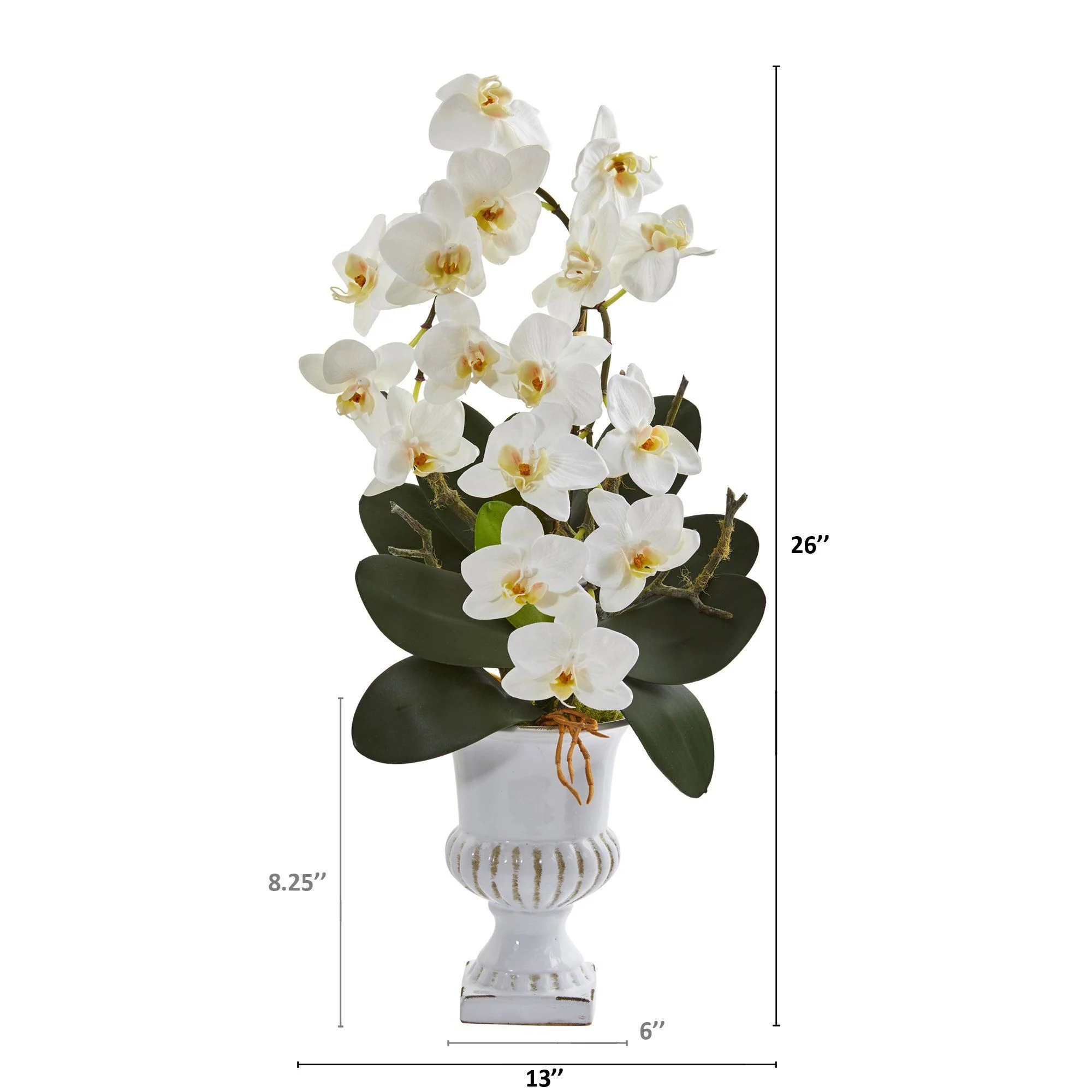 26” Phalaenopsis Orchid Artificial Arrangement in White Urn - Image 2