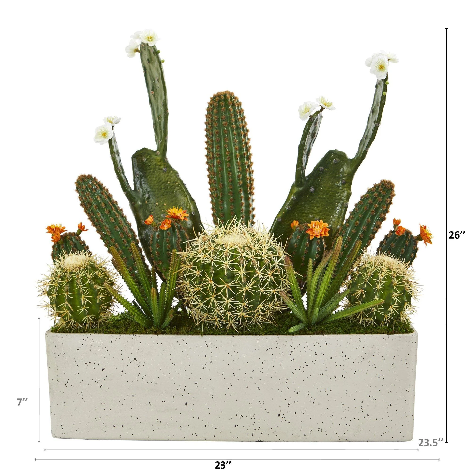 26” Succulent Garden Artificial Plant in White Planter - Image 2