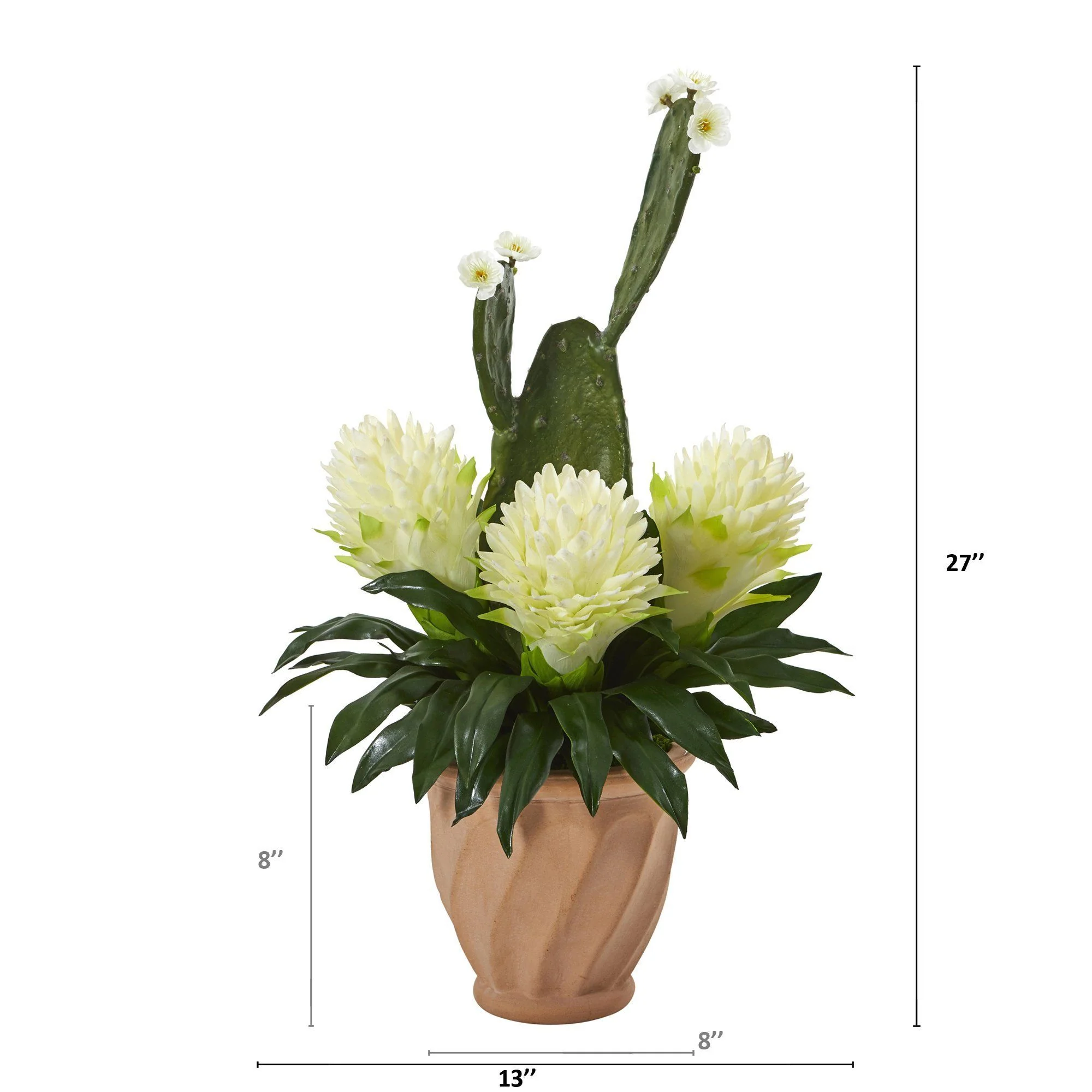 27” Bromeliad and Cactus Artificial Plant in Terra-Cotta Planter - Image 2