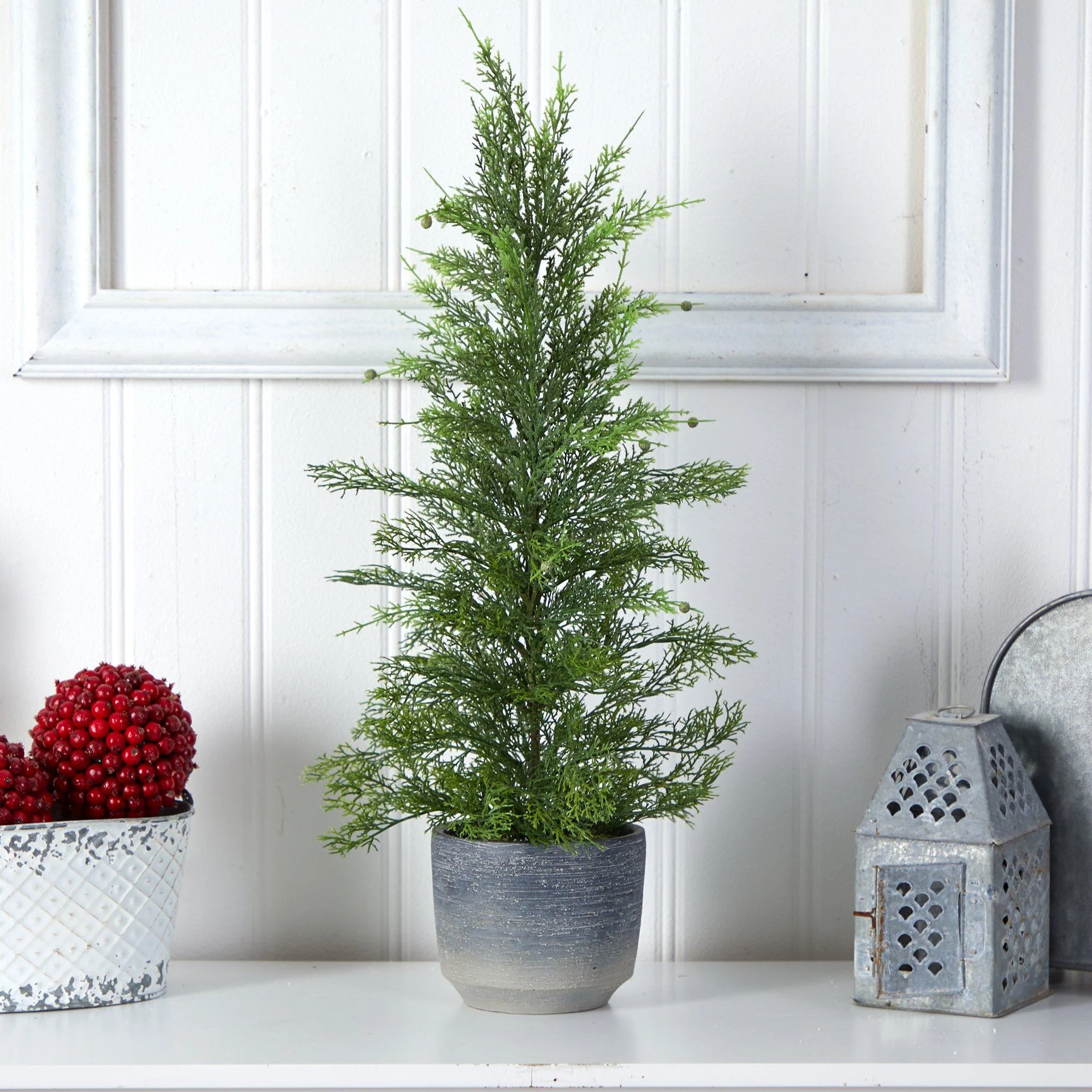 27" Californian Cedar Artificial Tree in Decorative Planter" - Image 3