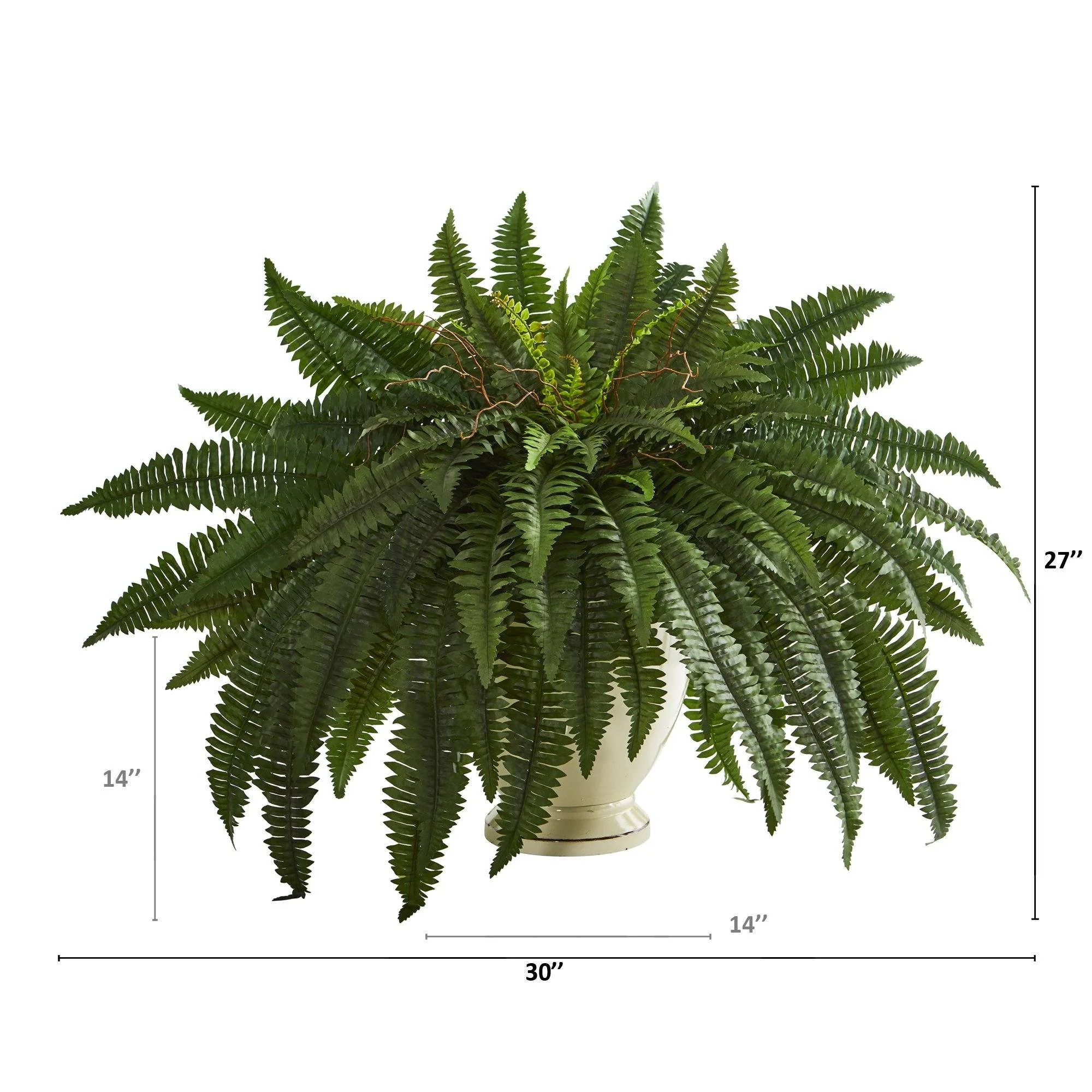 27” Double Boston Fern Artificial Plant in Decorative Urn - Image 2