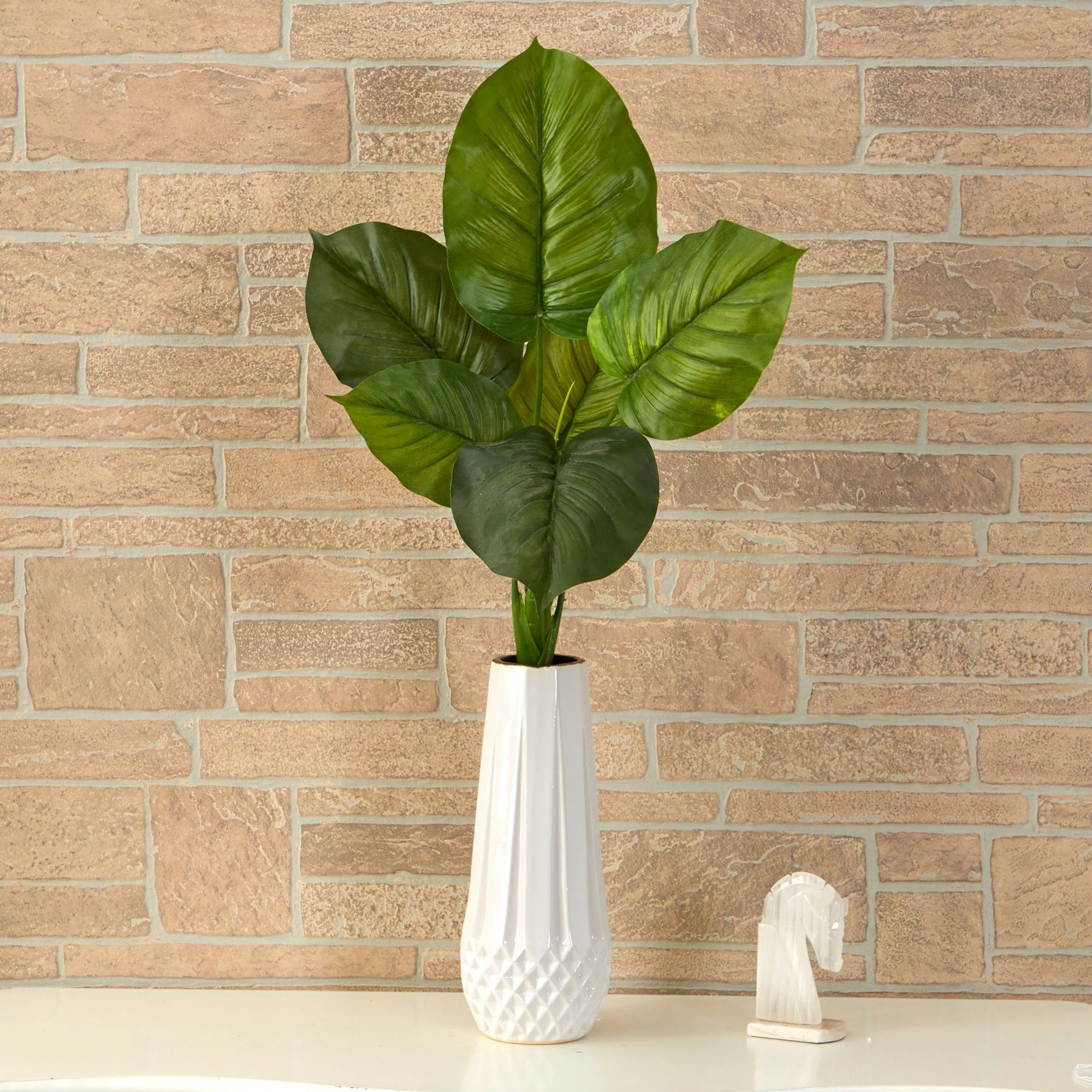 27” Large Philodendron Leaf Artificial Bush Plant (Set of 4) - Image 2