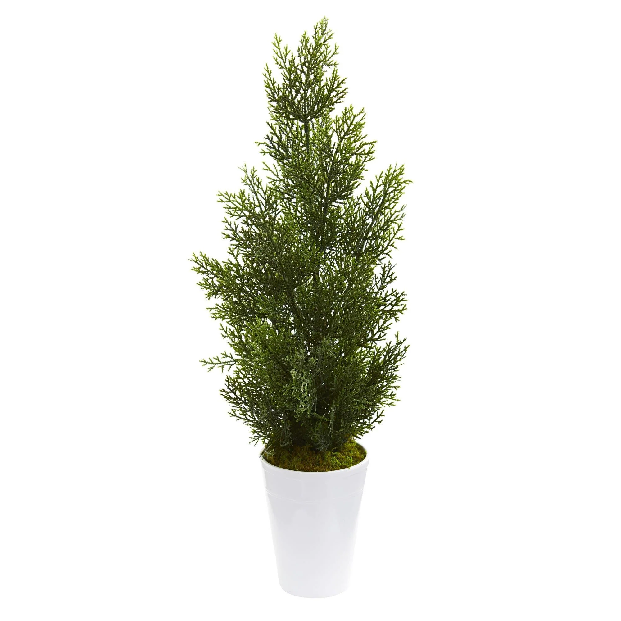 27” Mini Cedar Artificial Pine Tree in Decorative Planter (Indoor/Outdoor) - Image 2