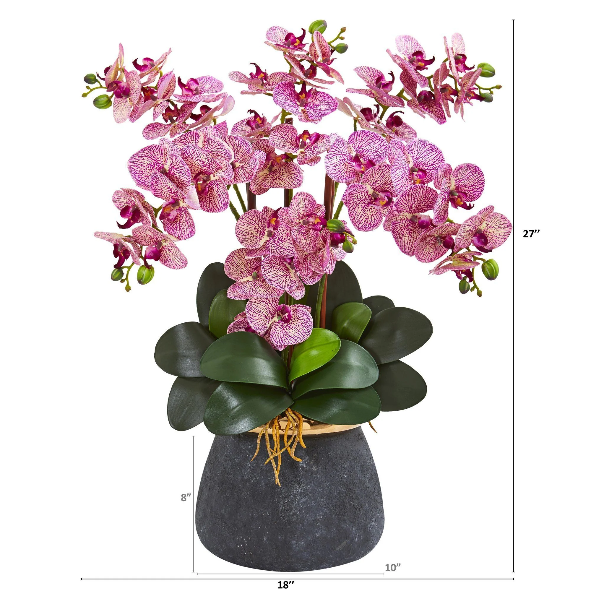 Phalaenopsis Orchid Artificial Arrangement in Stoneware Vase - Image 2