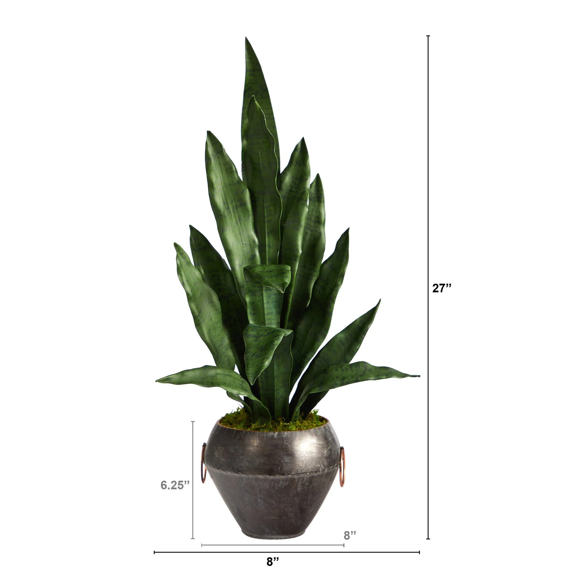 27” Sansevieria Artificial Plant in Metal Bowl - Image 2