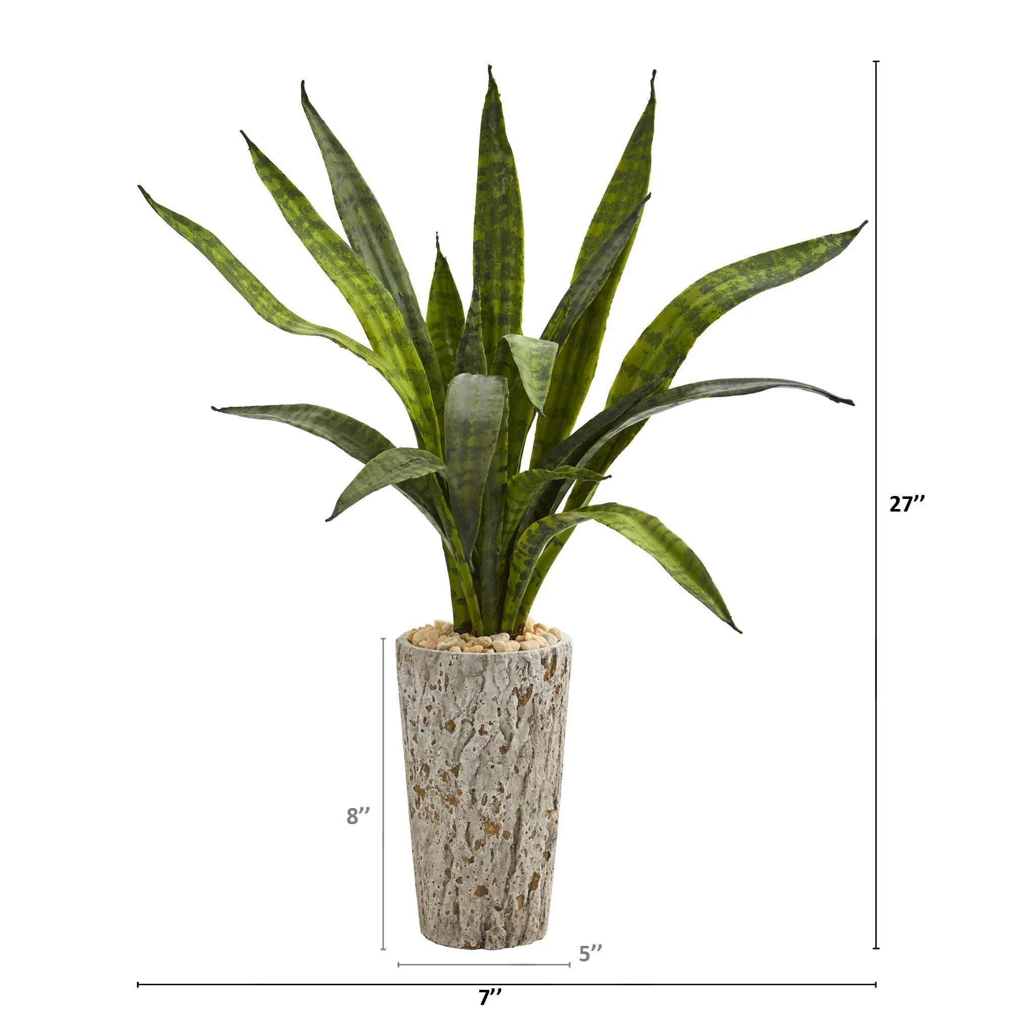 27” Sansevieria Artificial Plant in Weathered Oak Planter - Image 2