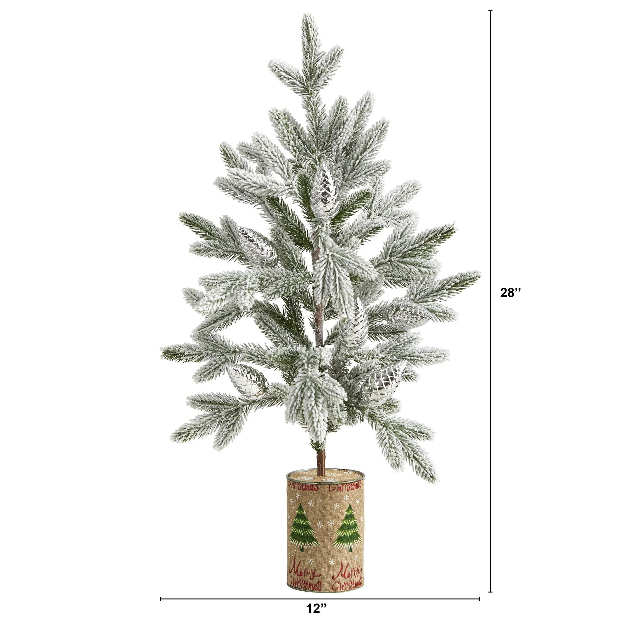 28” Flocked Christmas Artificial Tree in Decorative Planter - Image 2