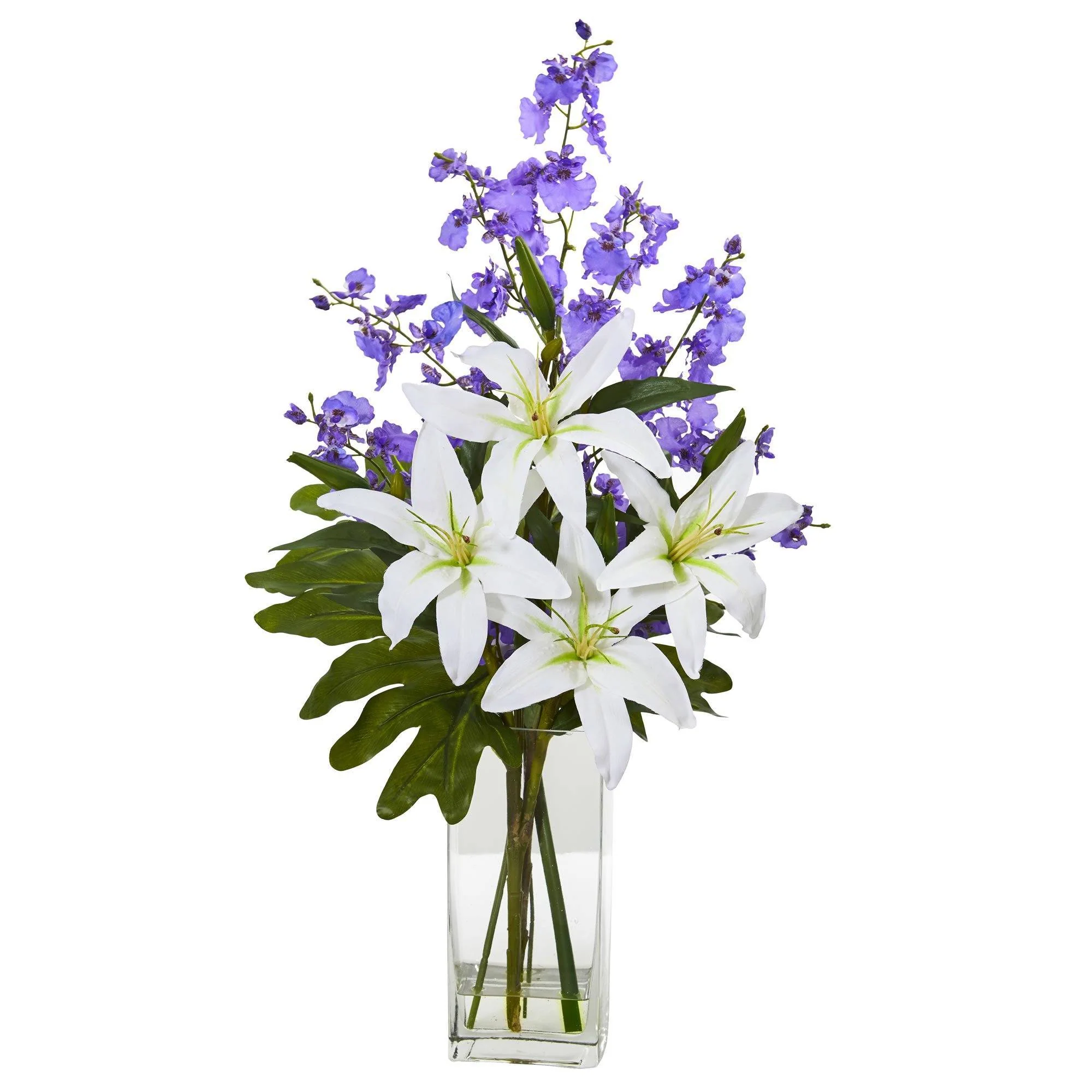 Lily and Dancing Lady Orchid Artificial Arrangement - Image 3