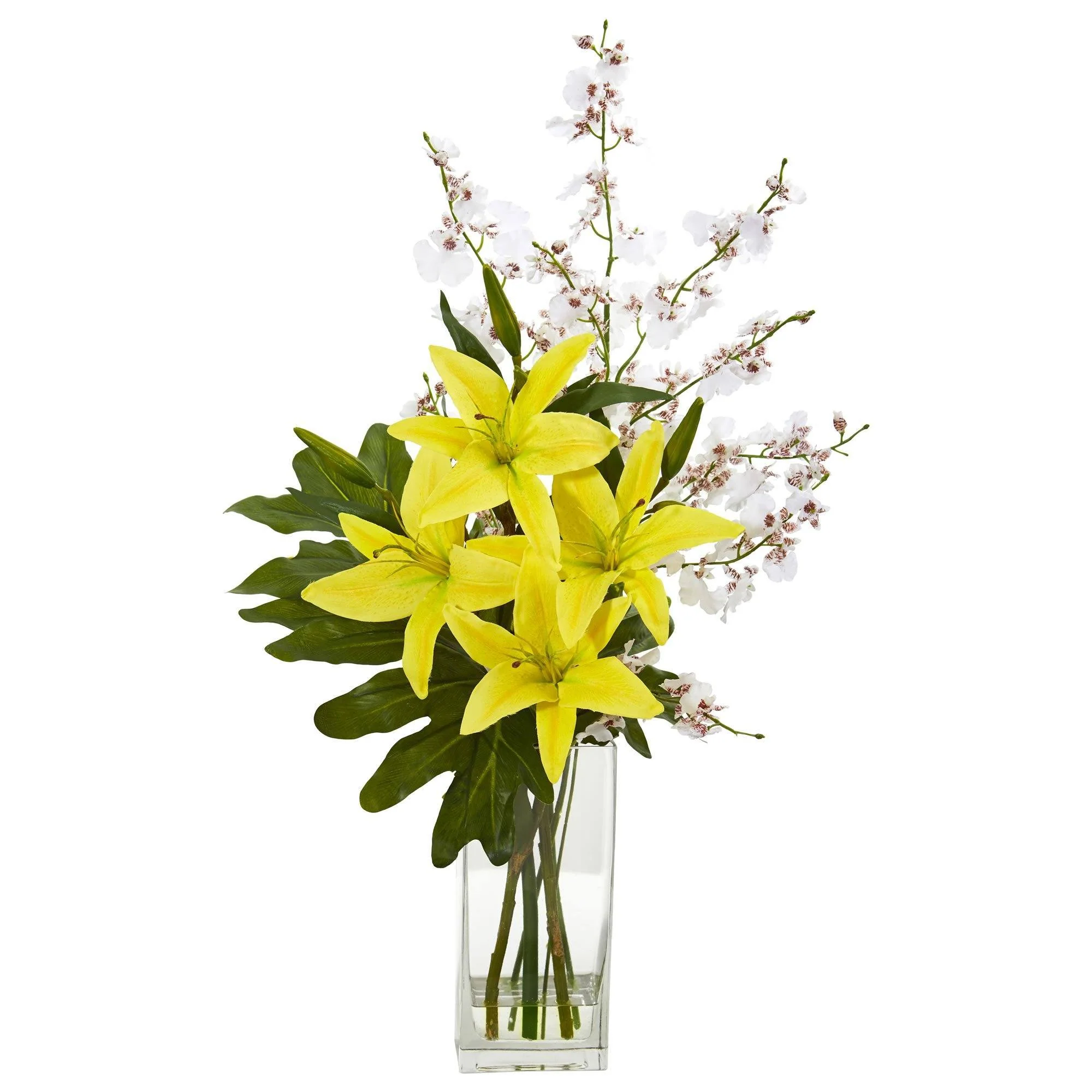 Lily and Dancing Lady Orchid Artificial Arrangement - Image 4