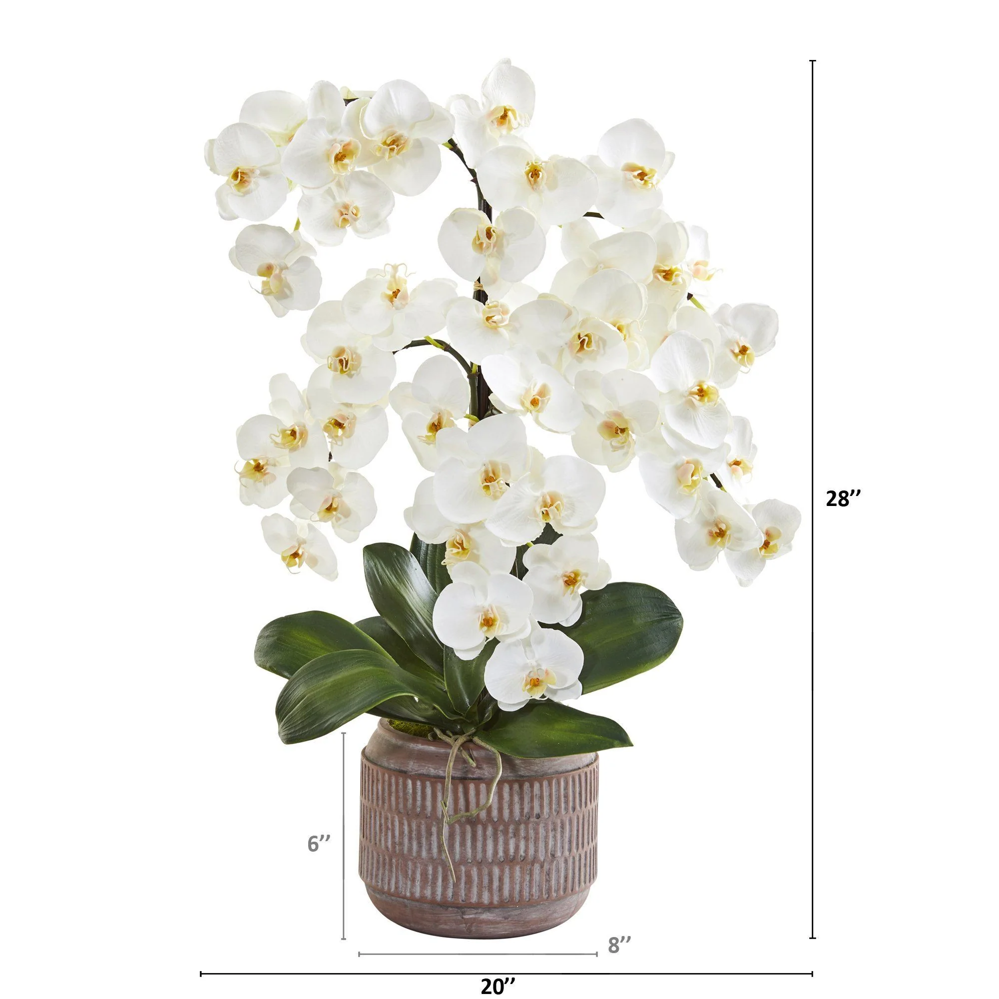28” Phalaenopsis Orchid Artificial Arrangement in Stoneware Vase - Image 2