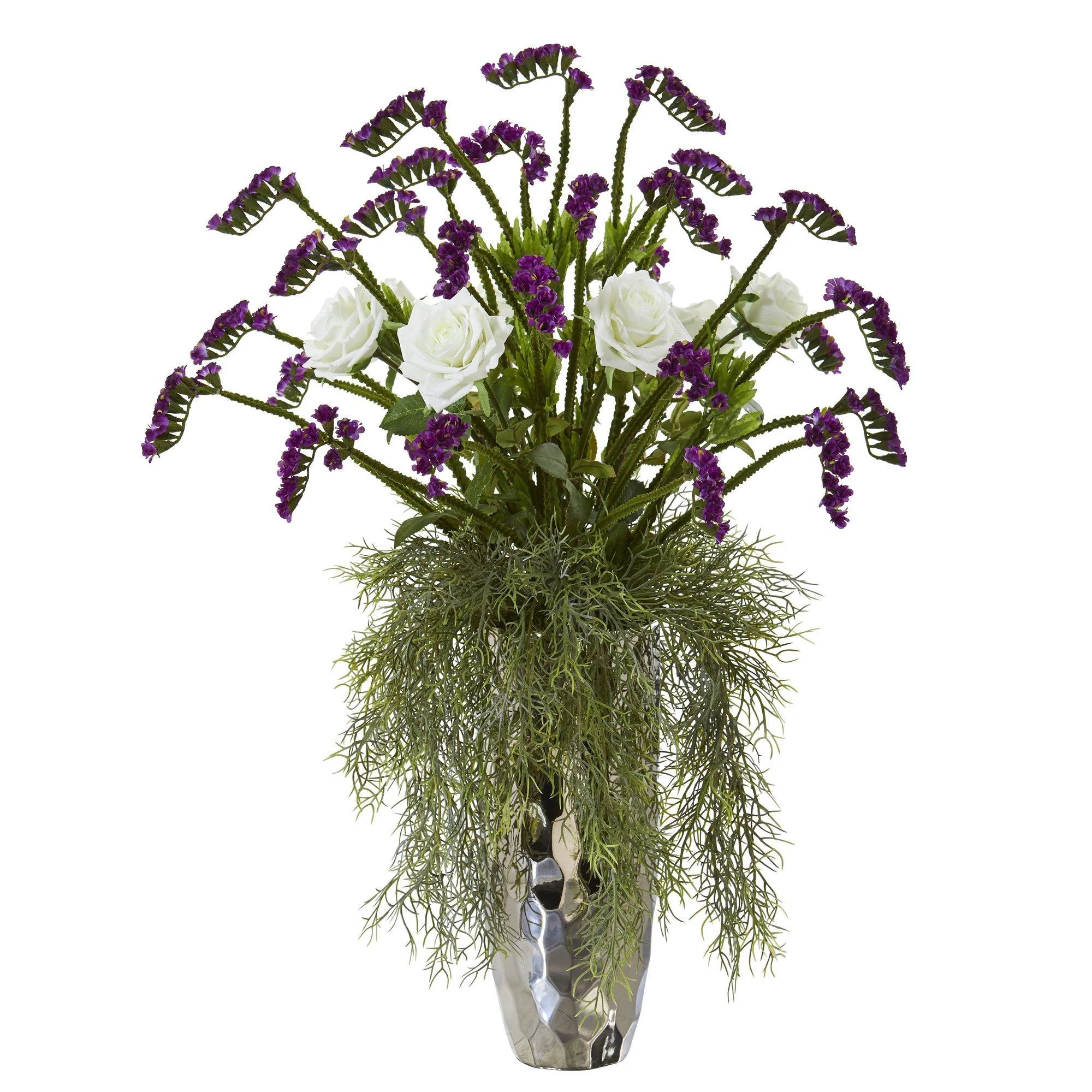 28” Rose Artificial Arrangement in Silver Vase - Image 2