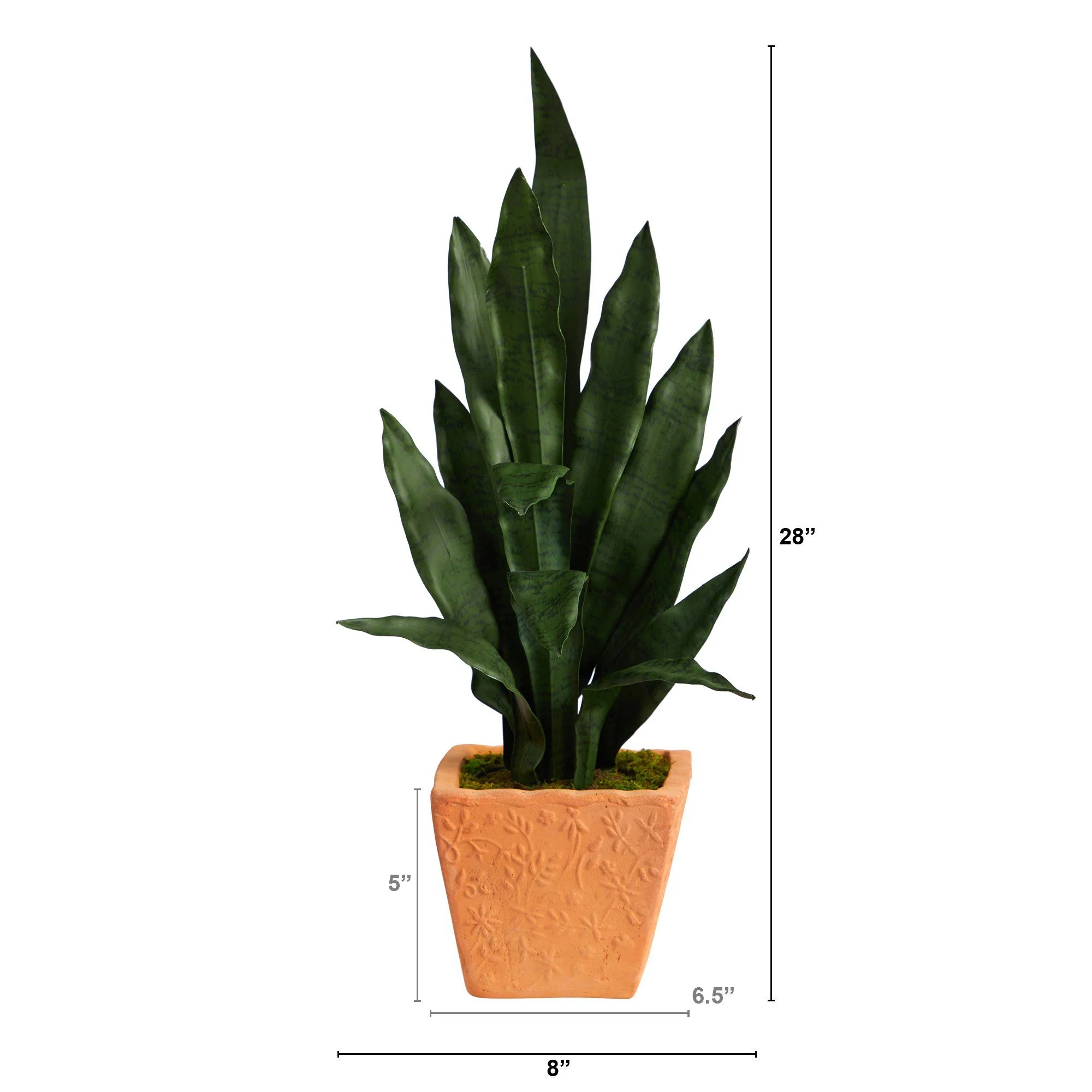 28” Artificial Sansevieria Plant in Terra-Cotta Planter - Image 2