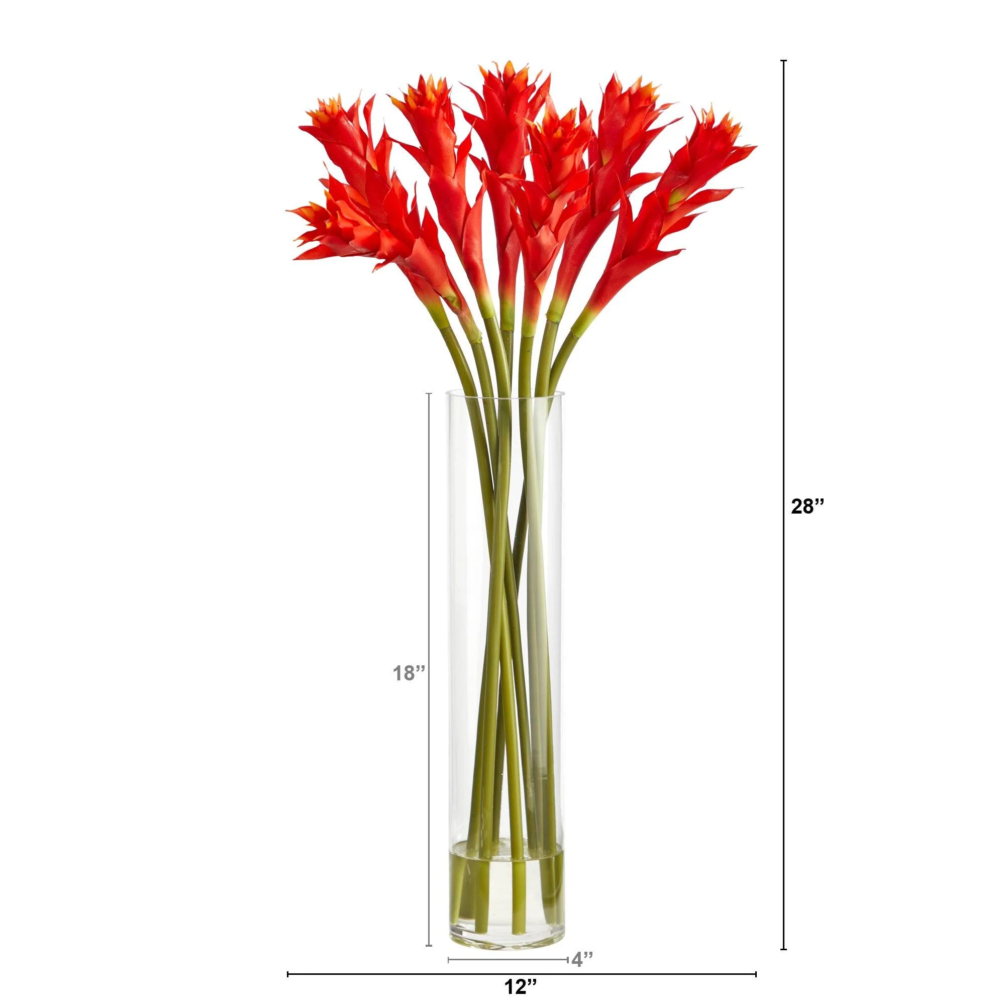 28” Star Bromeliad Artificial Arrangement in Cylinder Vase - Image 2