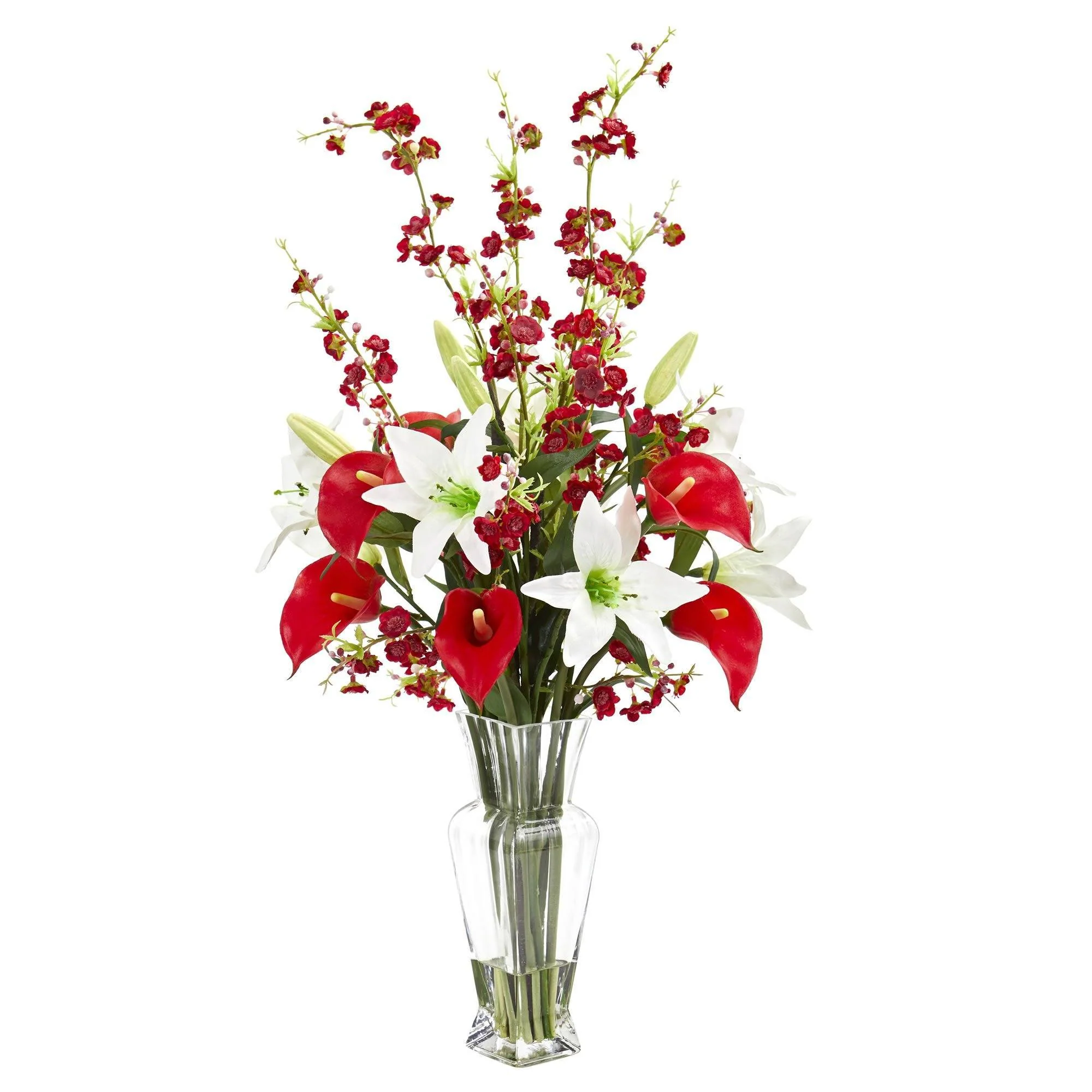 Calla, Lily and Cherry Blossom Artificial Arrangement - Image 2