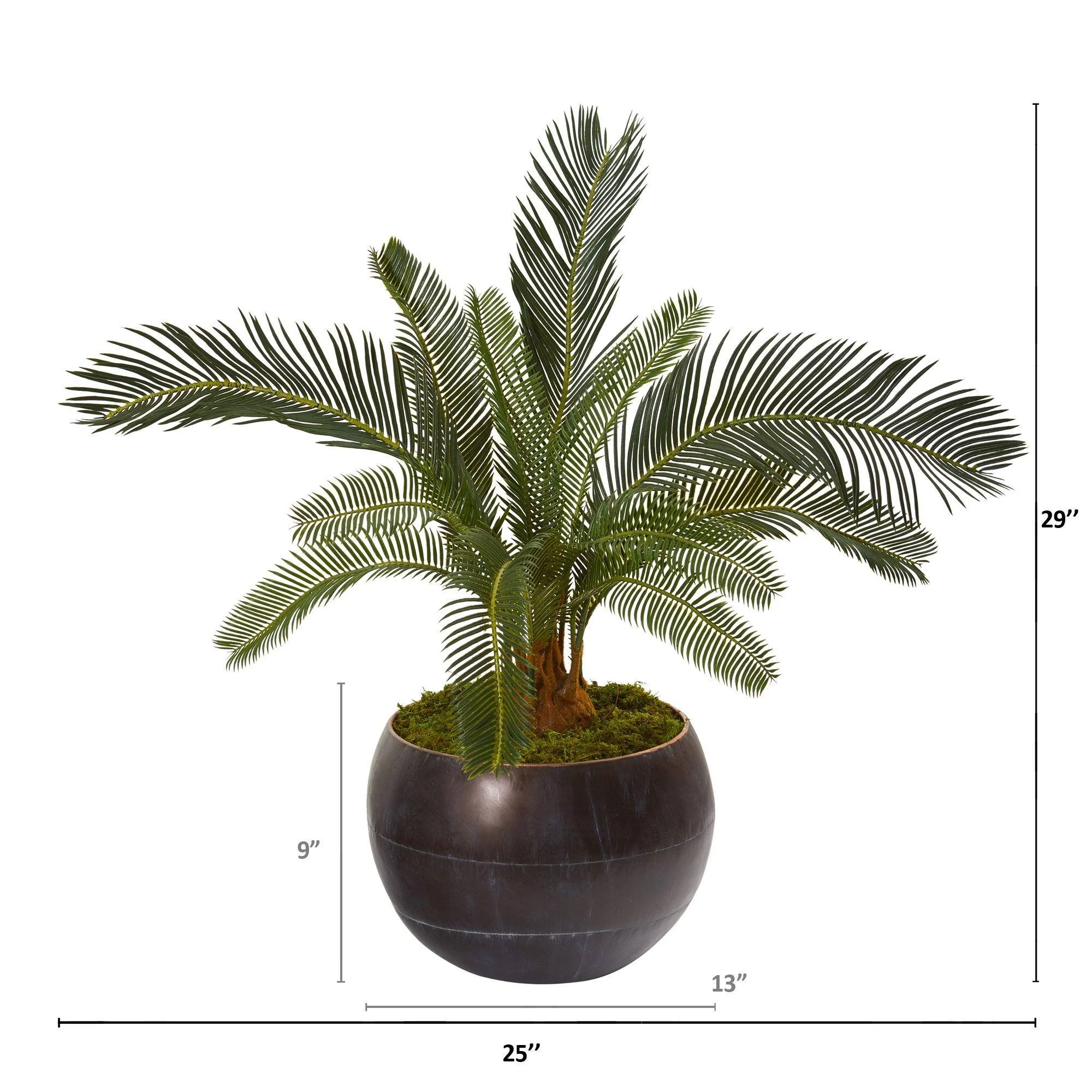 29” Cycas Artificial Plant in Metal Bowl - Image 2