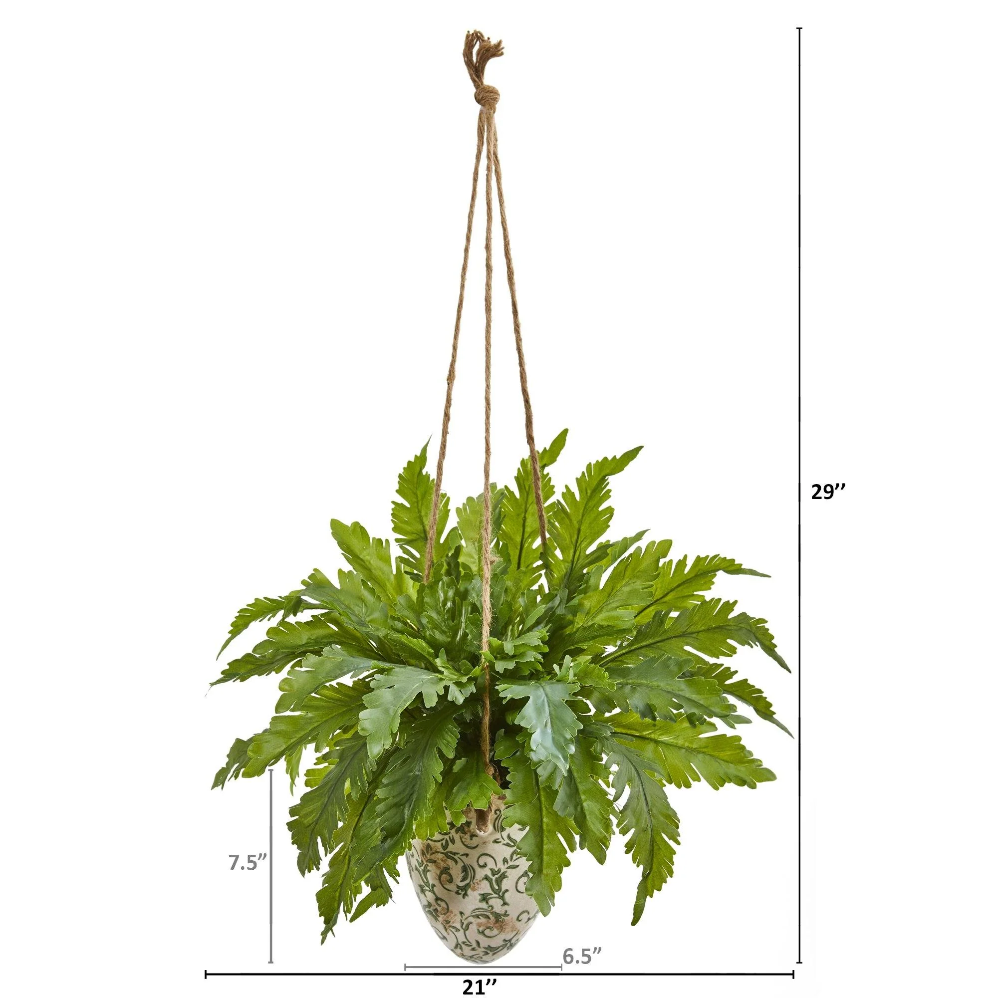 29” Fern Artificial Plant in Hanging Vase - Image 2
