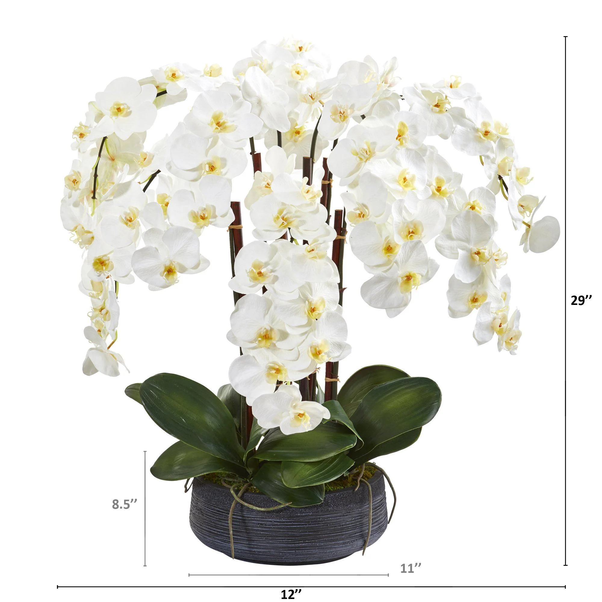 29” Phalaenopsis Orchid Artificial Arrangement in Decorative Bowl - Image 2