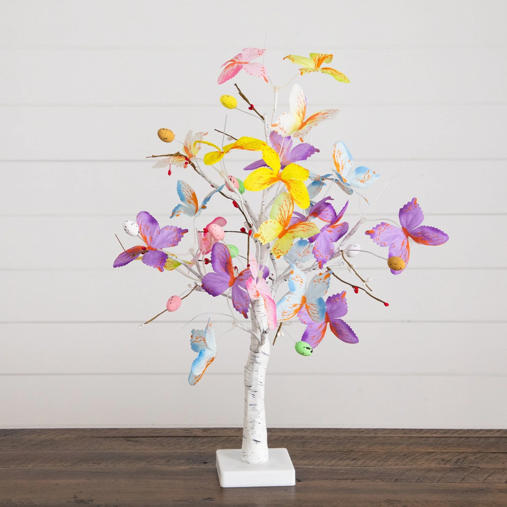 2' Pre-Lit Artificial Butterfly Twig Tree with 24 Warm White LED Lights - Image 3