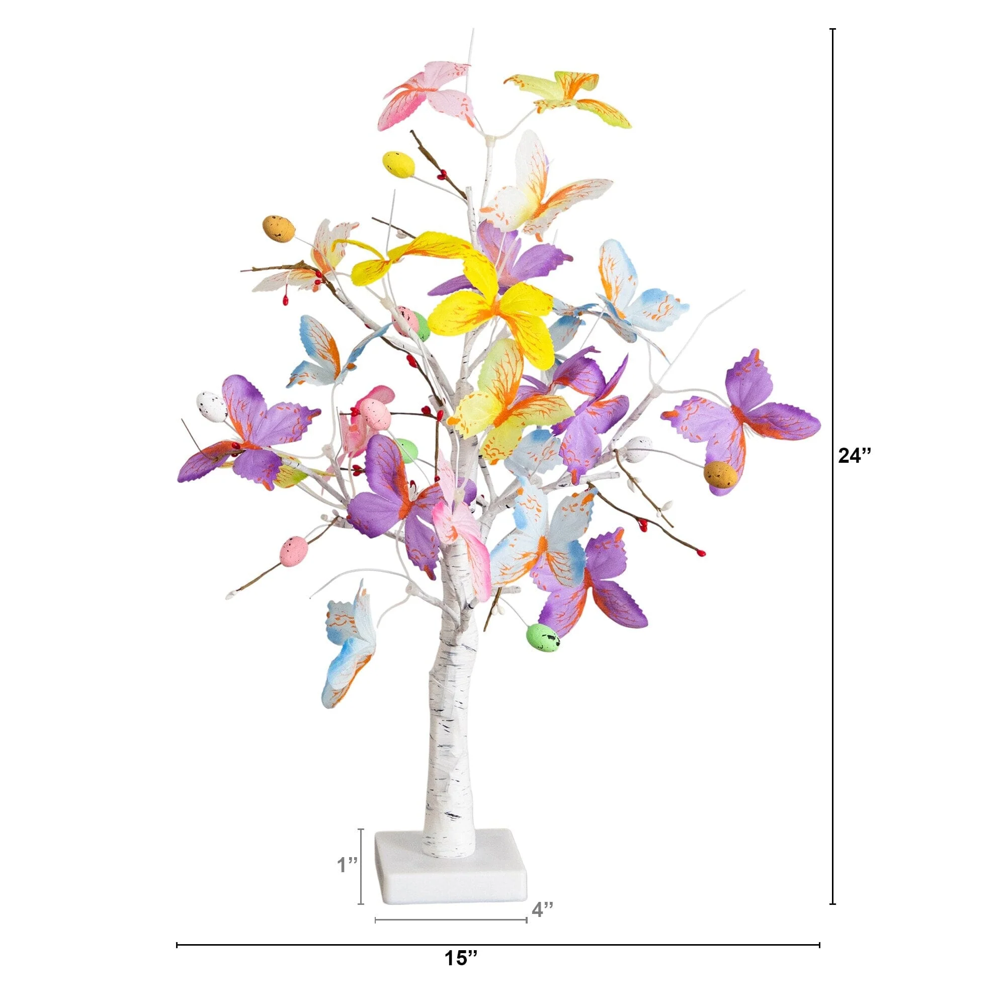 2' Pre-Lit Artificial Butterfly Twig Tree with 24 Warm White LED Lights - Image 9