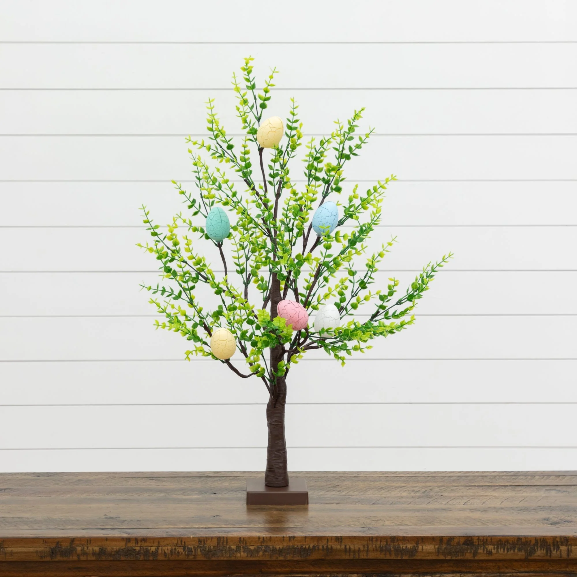 2' Pre-Lit Artificial Easter Egg Twig Tree with Greens and 24 Warm White LED Lights - Image 4