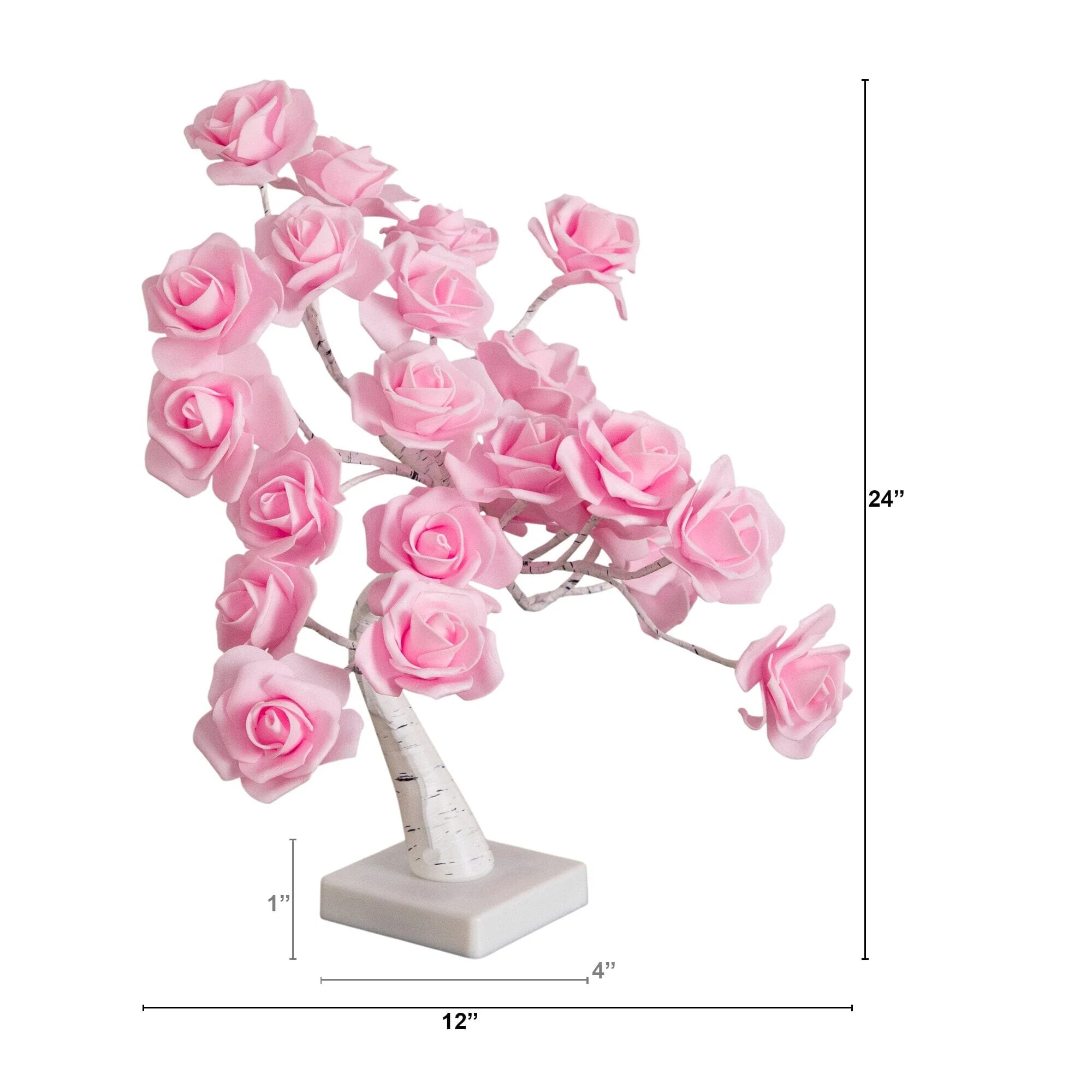 2' Pre-Lit Artificial Valentine's Day Twig Tree with 24 Rose Shaped LED Lights - Image 8