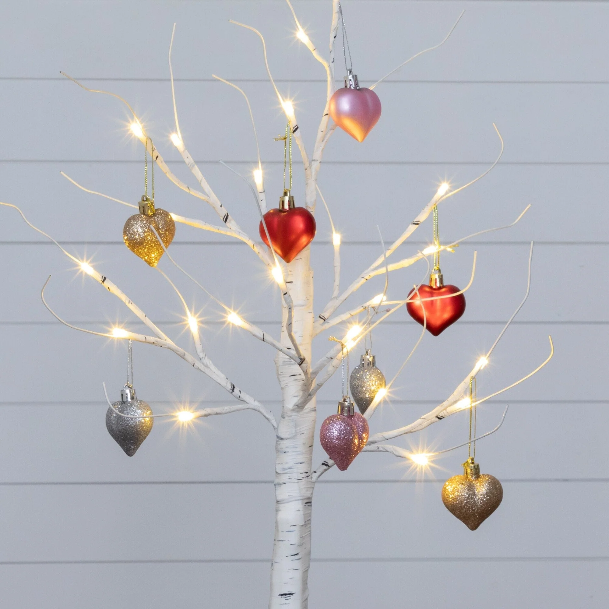 2' Pre-Lit Artificial Valentine's Day Twig Tree with 24 Warm White LED Lights and Heart Ornaments - Image 2