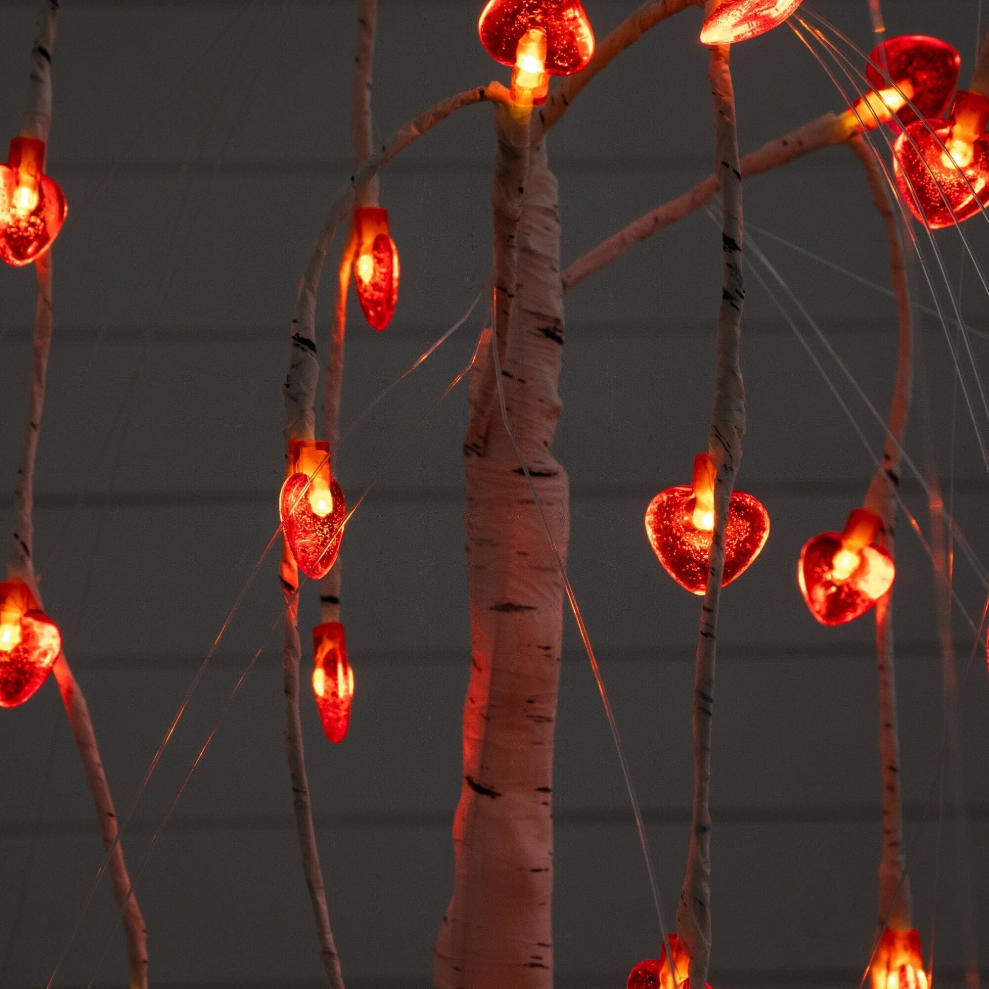 2' Pre-Lit Artificial Valentine's Day Willow Tree with 24 Heart Shaped LED Lights - Image 2