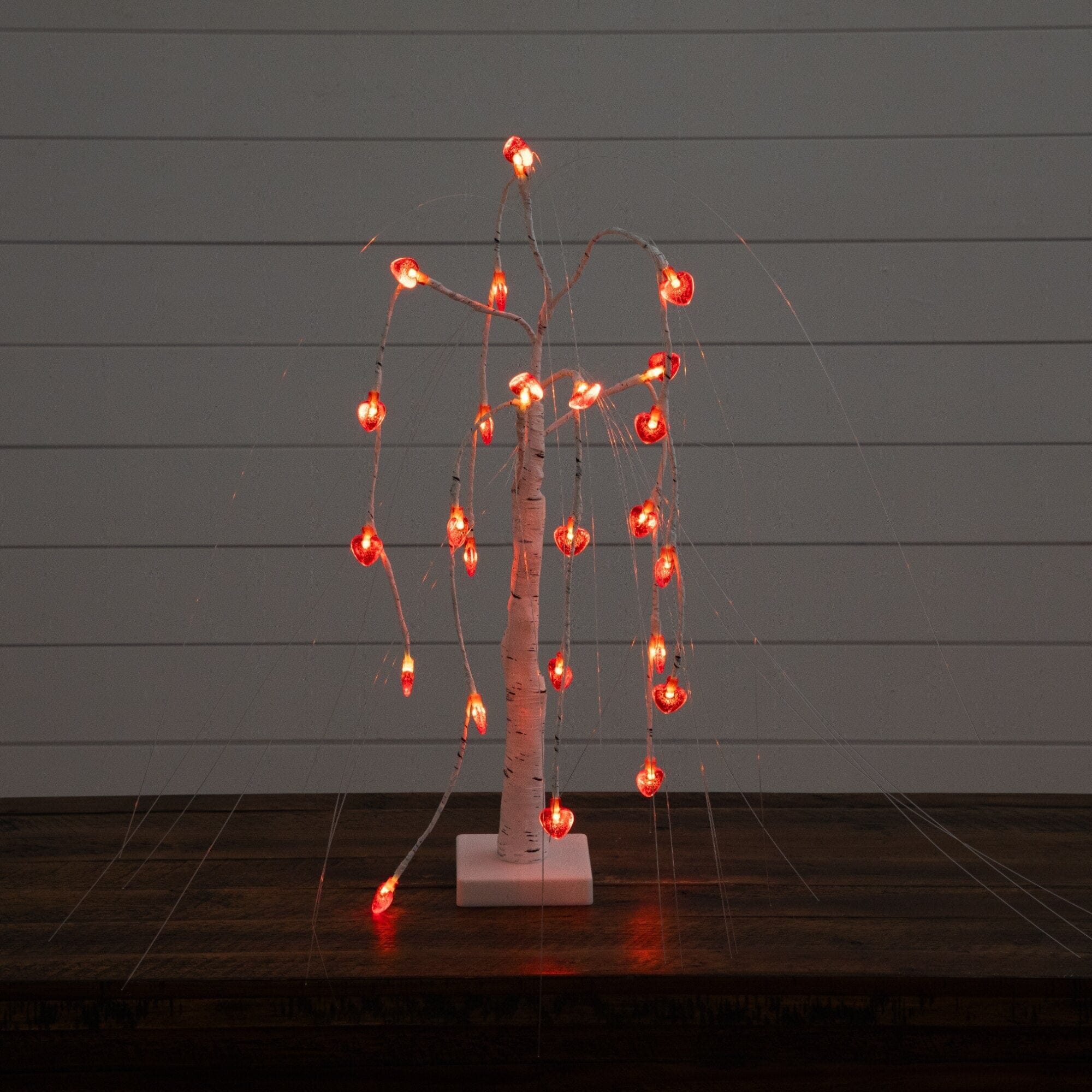 2' Pre-Lit Artificial Valentine's Day Willow Tree with 24 Heart Shaped LED Lights - Image 5