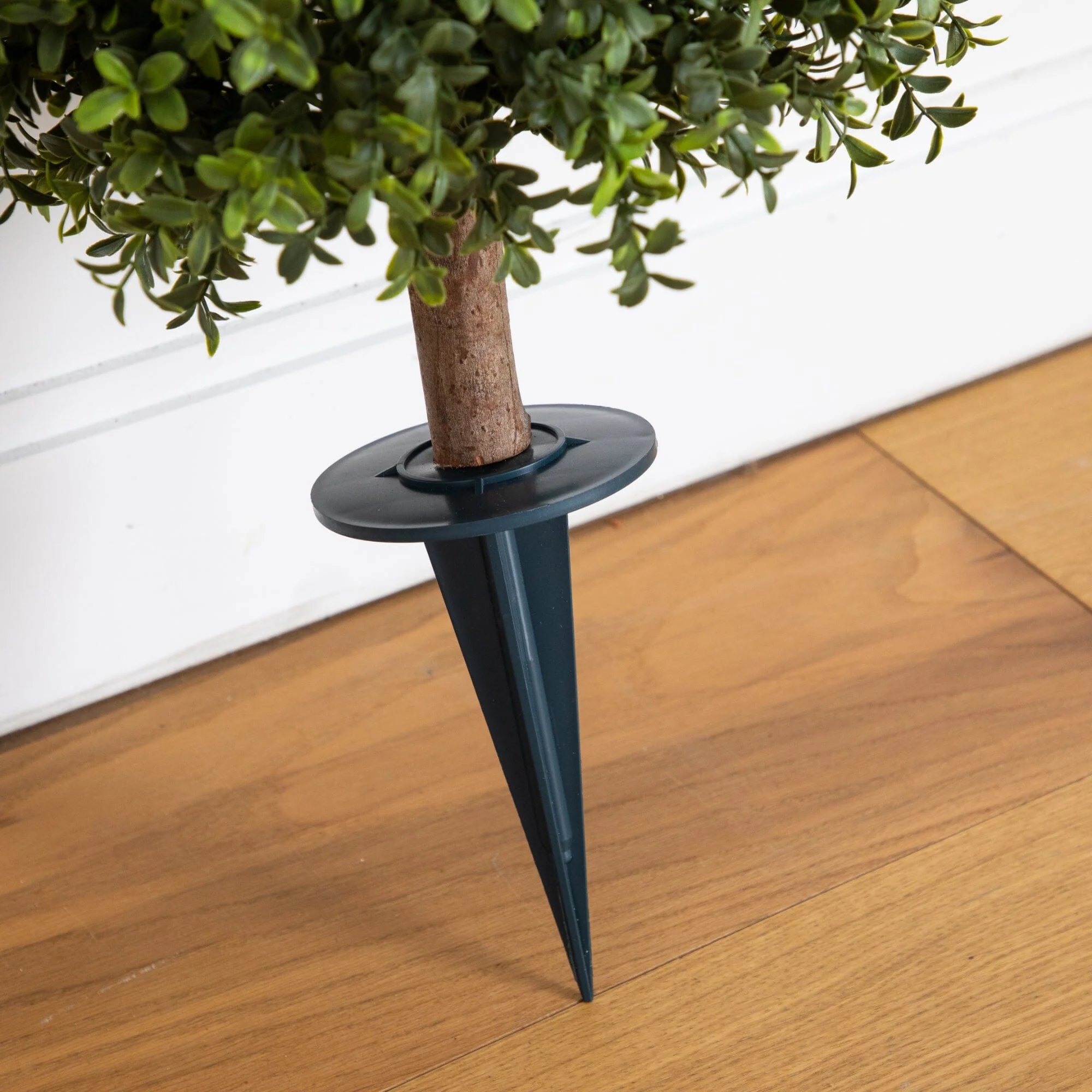2' UV Resistant Artificial Boxwood Topiary with Integrated Ground Stake (Indoor/Outdoor) - Set of 2 - Image 6