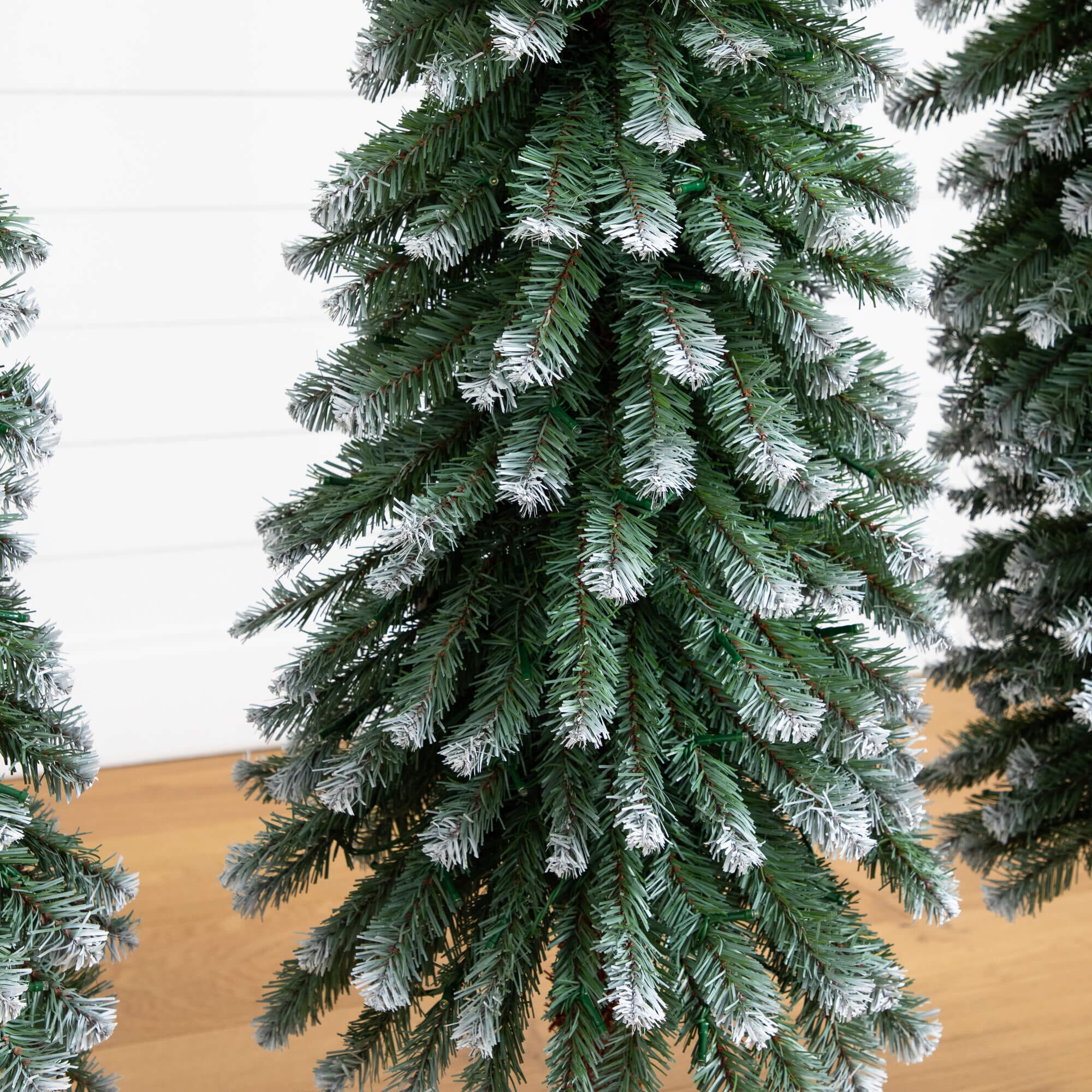 3', 4', 5' Pre-Lit Frosted Artificial Christmas Tree Set with Warm LED Lights - Set of 3 - Image 6