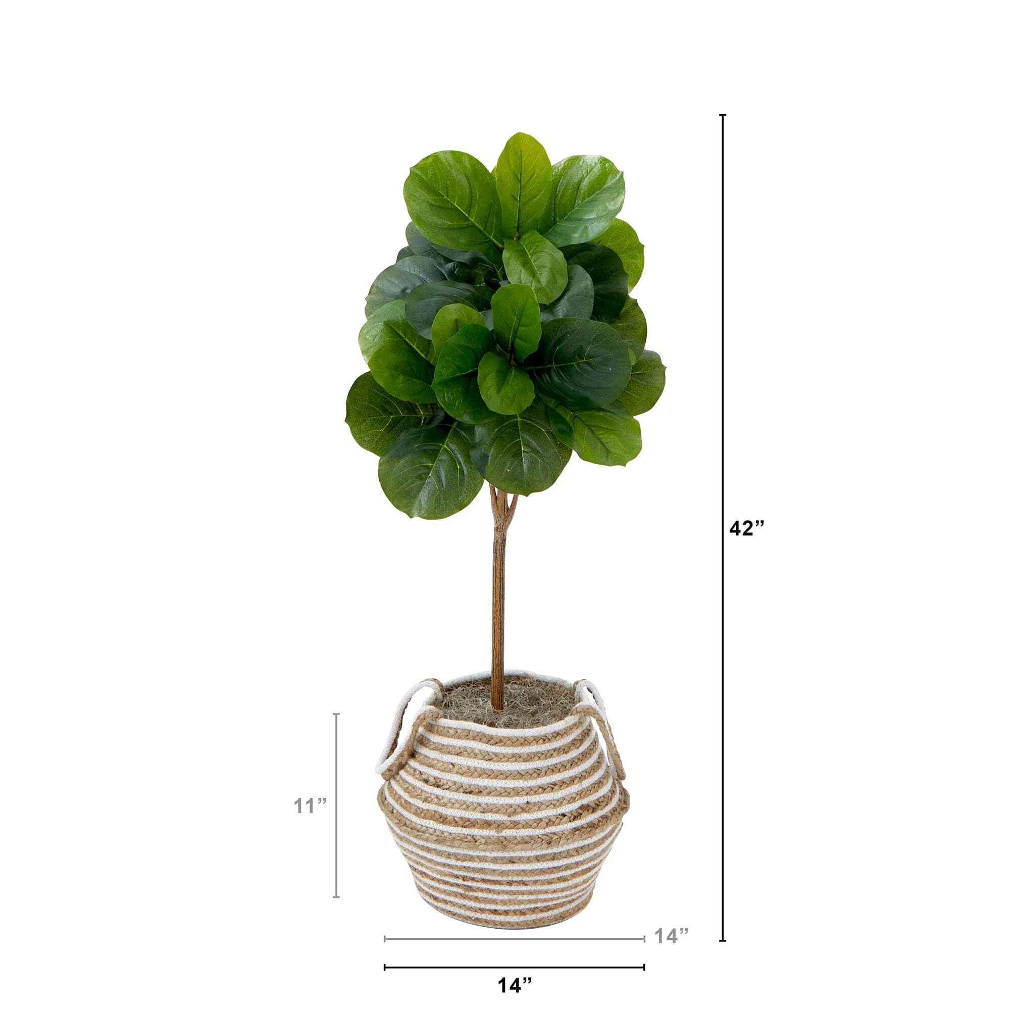 3.5' Artificial Fiddle Leaf Fig Tree with Handmade Cotton & Jute Basket with Tassels DIY KIT - Image 3