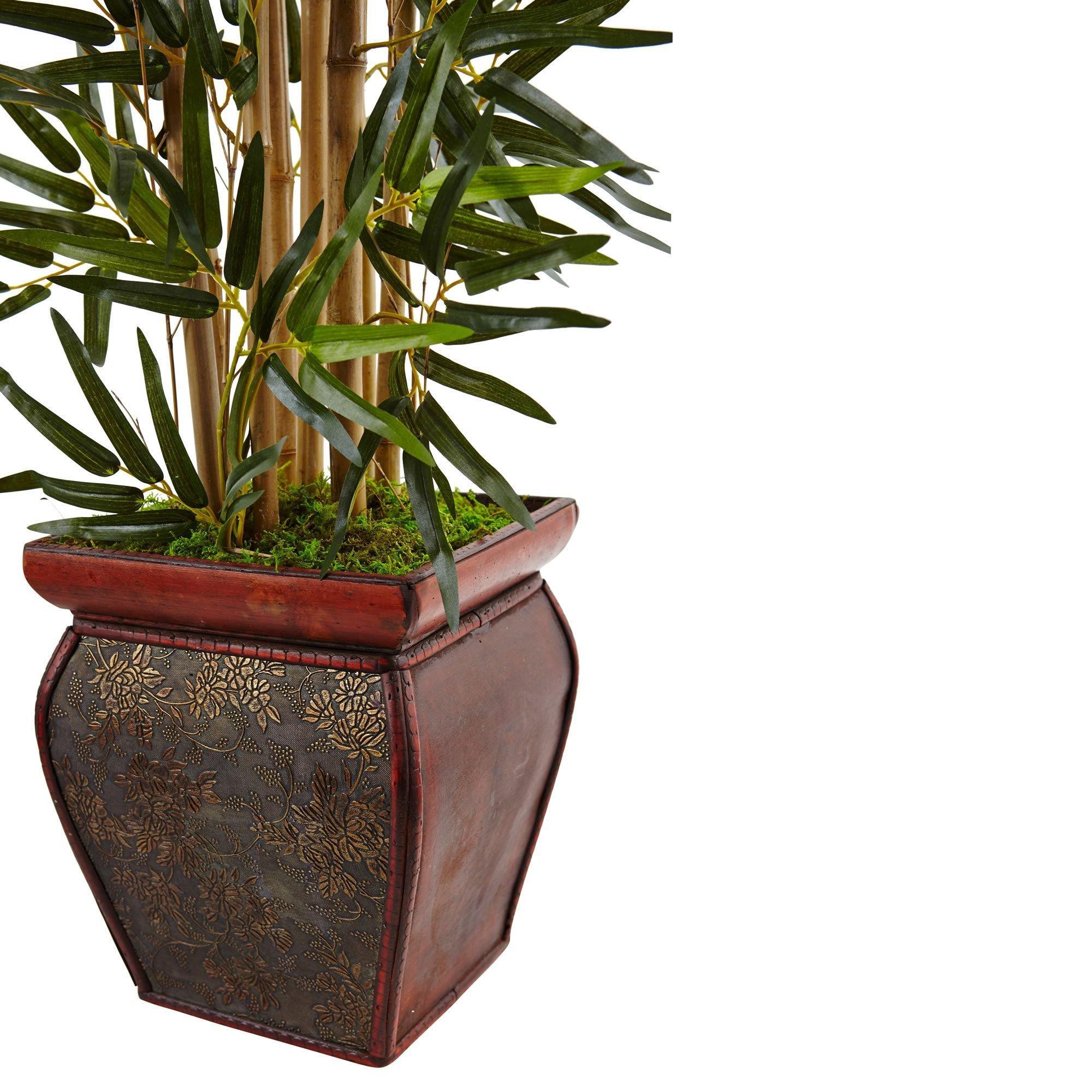 3.5’ Bamboo Tree in Wooden Decorative Planter - Image 3